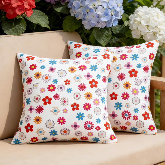 Eternal Beauty 20" x 20" Set of 2 Outdoor Pillow Covers Decorative Pillow Covers for Fall Couch Pillows (Multicolored Flower, 20" x 20" (Pack of 2)) BST326H