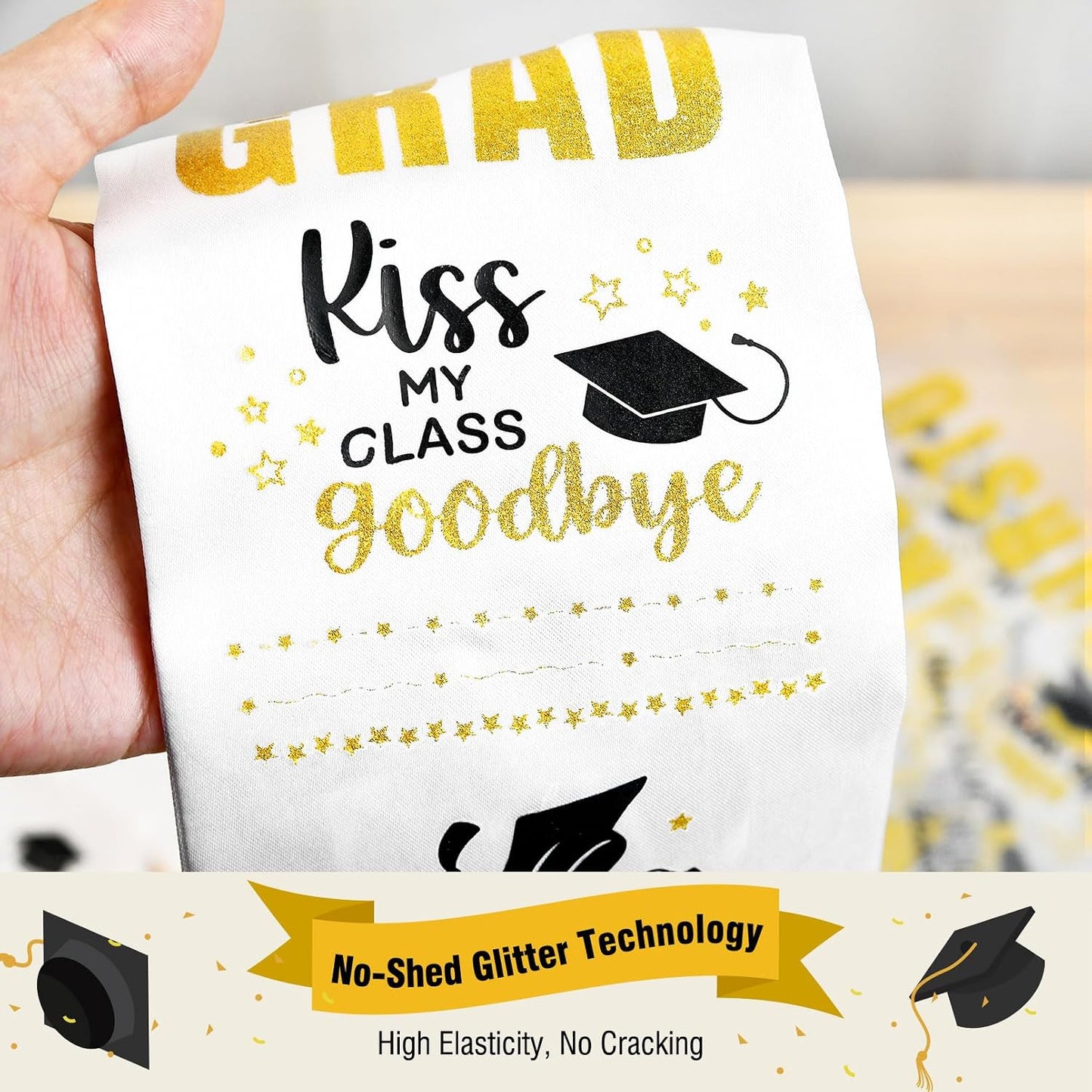 Graduation Stole Sash Class of 2026 Iron on Transfers - Personalized DIY Heat Transfer Vinyl HTV Cutouts Set for Custom Graduation Sash Cap and Gown Decorations BST220