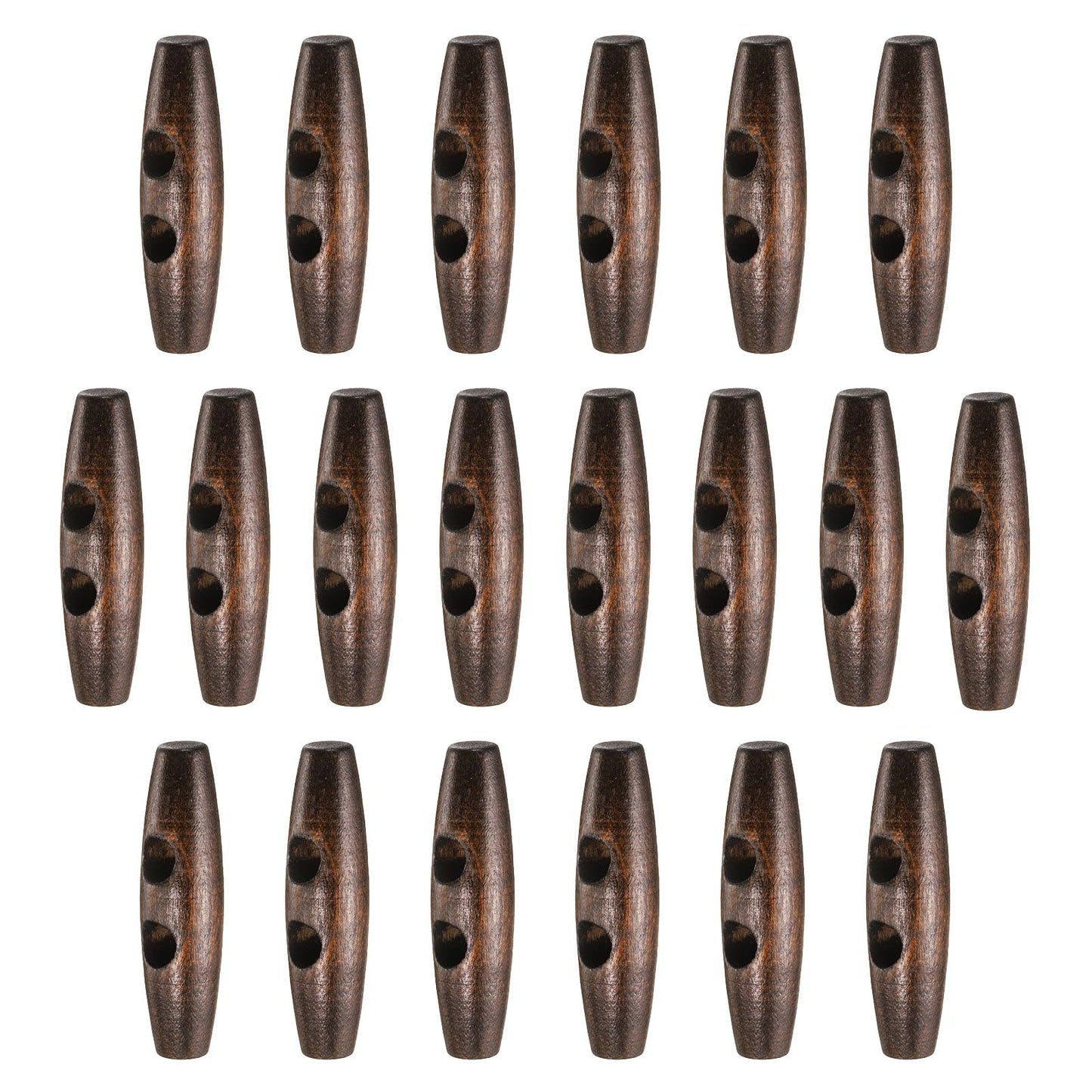 HARFINGTON 60mm / 2.4" Wooden Toggle Buttons 20pcs 2-Hole, Maroon | Wood Olive Sewing Buttons Horn Oval Buttons Sewing Accessories for Coat Sweaters Clothing DIY Craft BST326L