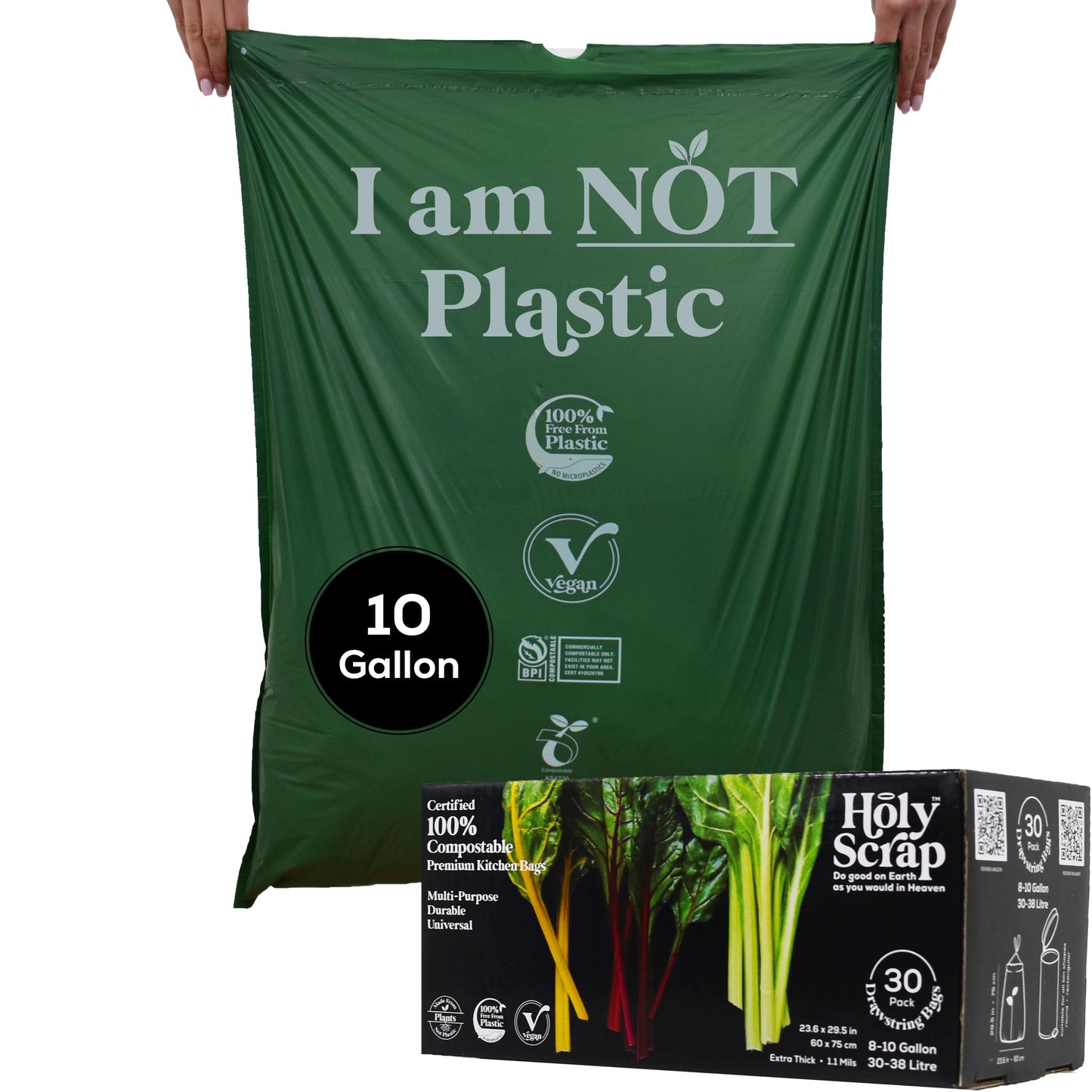 Small Compostable Trash Bags - 2.6 Gallon, 100 Pack, 100% Plastic-Free Decomposing Kitchen Food Waste Trash Can Bags & Liners, Thick Countertop Garbage, Bathroom & Bio Bin Bags
