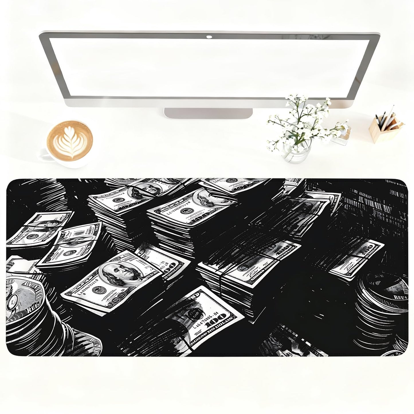 Mouse Pad Gaming Mousepad 31.5 x 11.8in Large Mouse Pad for Keyboard and Mouse with Anti-Slip Rubber Base, Keyboard Pad XL Mouse Mat for Home and Office,Snowy Forest WN420