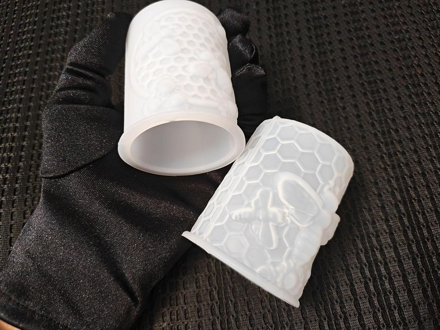 Honeycomb Bee Candle Silicone Molds 2PCS with Flowers Design, White Resin Cylindrical Mould Set, Soap Wax Beeswax Epoxy Casting Clay Mold-Kit, 2 Pack BST220