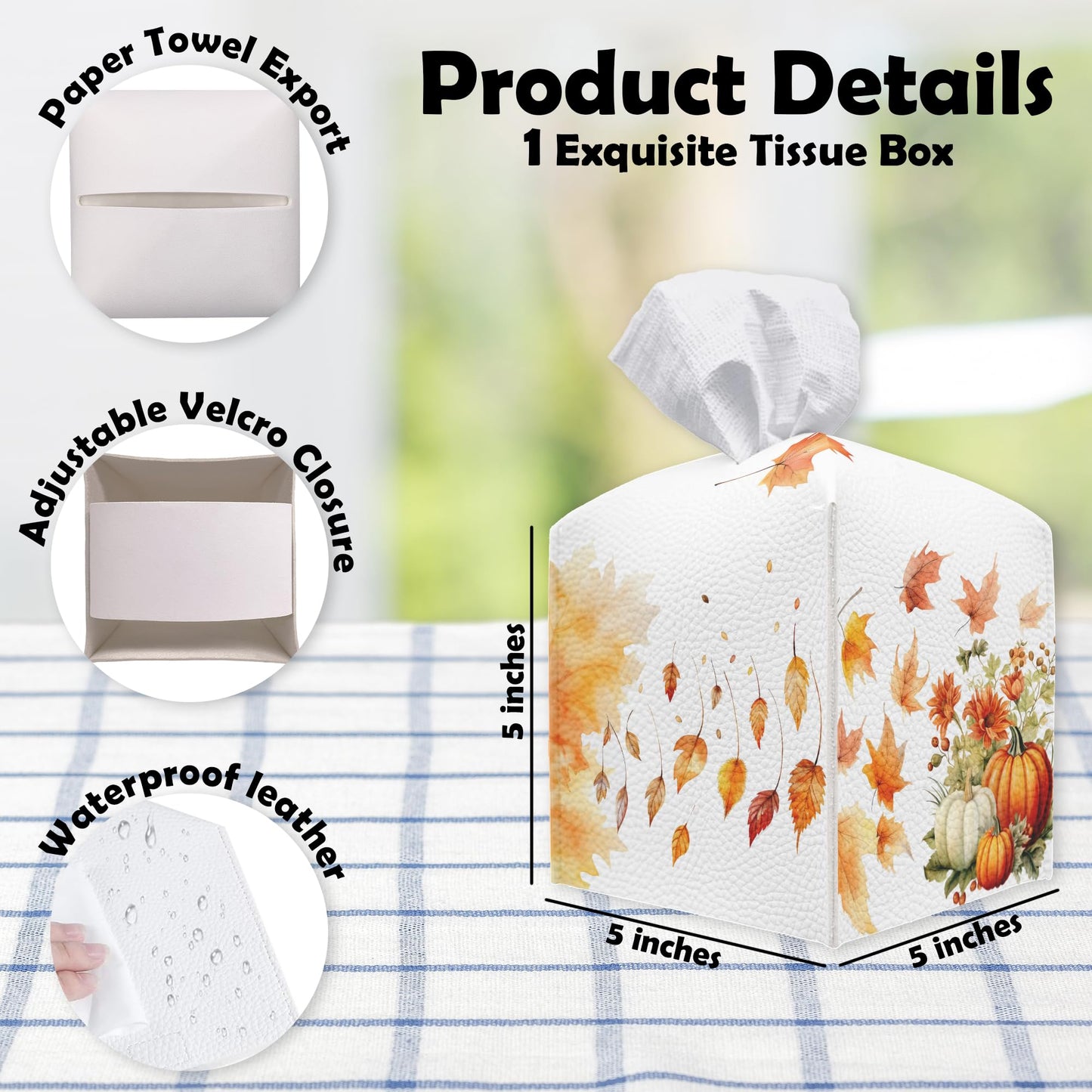 Spooky Tissue Box Cover Square - Ghosts & Bats Tissue Box Holder - Halloween Pumpkin Facial Paper Organizer Dispenser for Home Car Bathroom Office Bedroom Desk Tabletop Supplies & Decor - A11 BST220