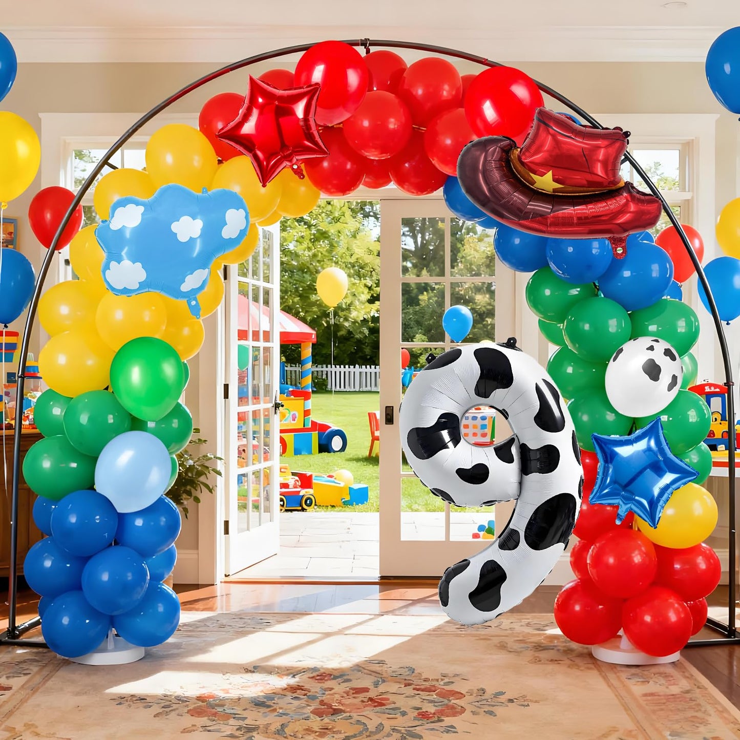 11-Pack Cowboy Theme Balloon Set, Farm Theme Decorations, Balloons with Hats and Clouds, Boys and Girls Birthday Party Supplies (1) BST202