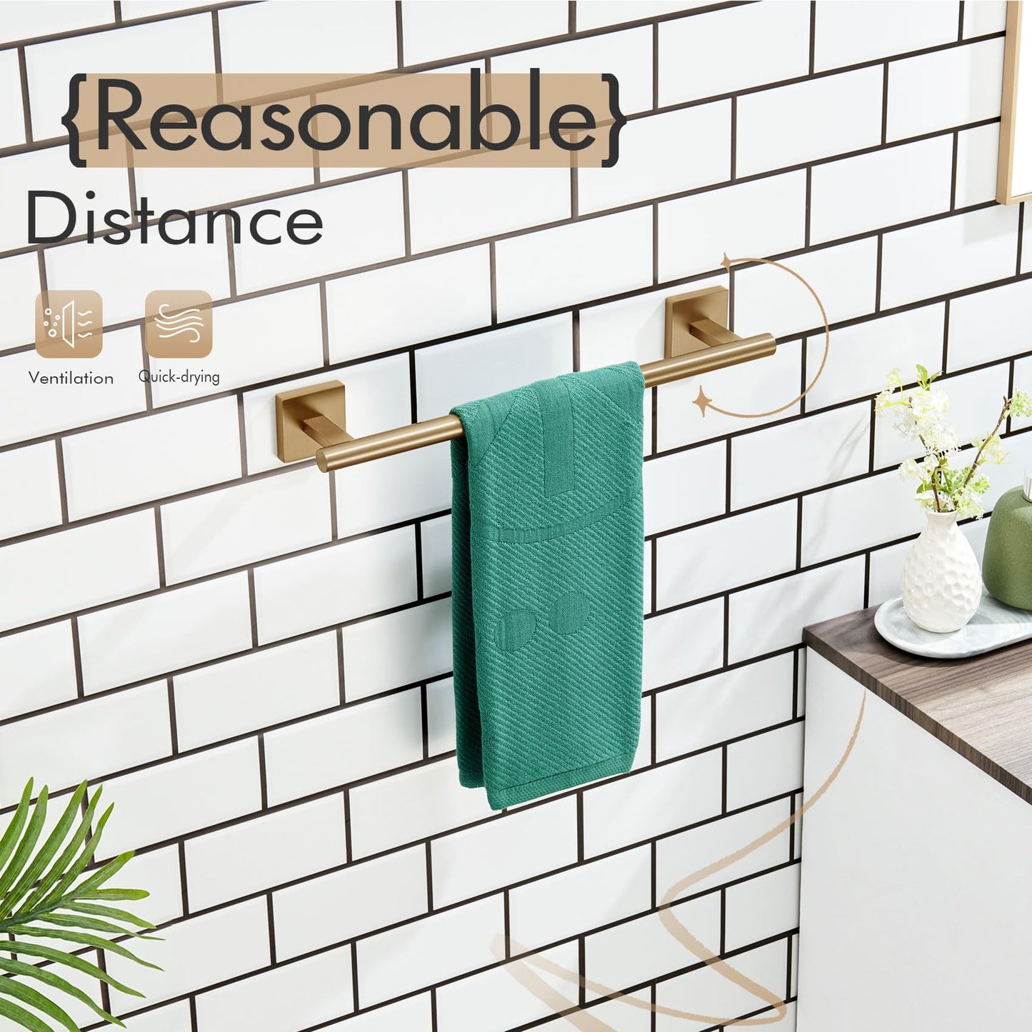 KOKOSIRI Bathroom Towel Bars 16 Inch Towel Rail Matte Black 40CM Hand Towel Holder for Bath Kitchen Wall Stainless Steel B4005BK-L16 BST202