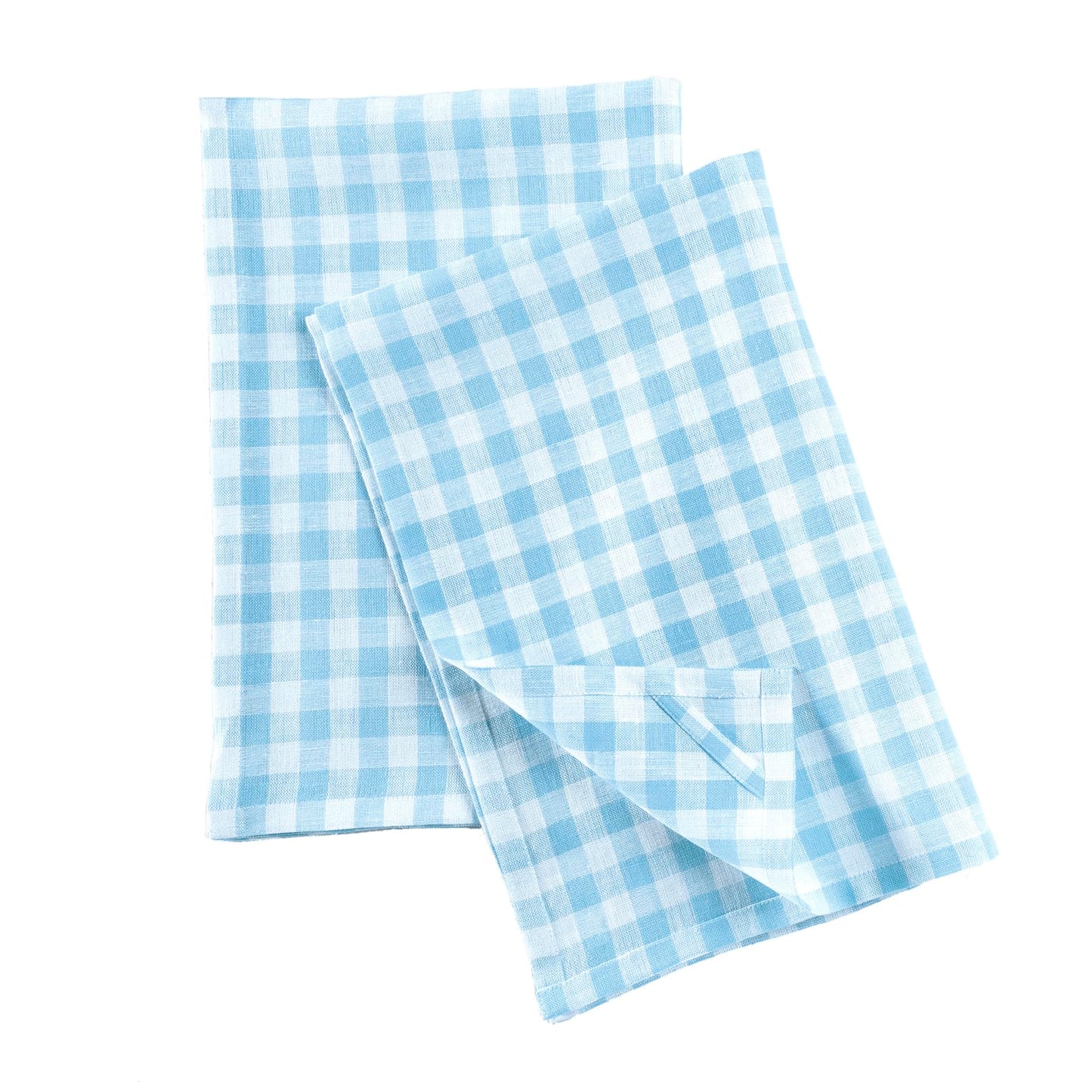 Solino Home 100% Linen Tea Towels Blue Bell Check, 16.5 x 26.5 in, Set of 2 | Buffalo Check Tea Towels absorbent and quick drying; buffalo checkered weave, mitered corners; Pure Linen; OEKO-TEX Certified BST326SOLH
