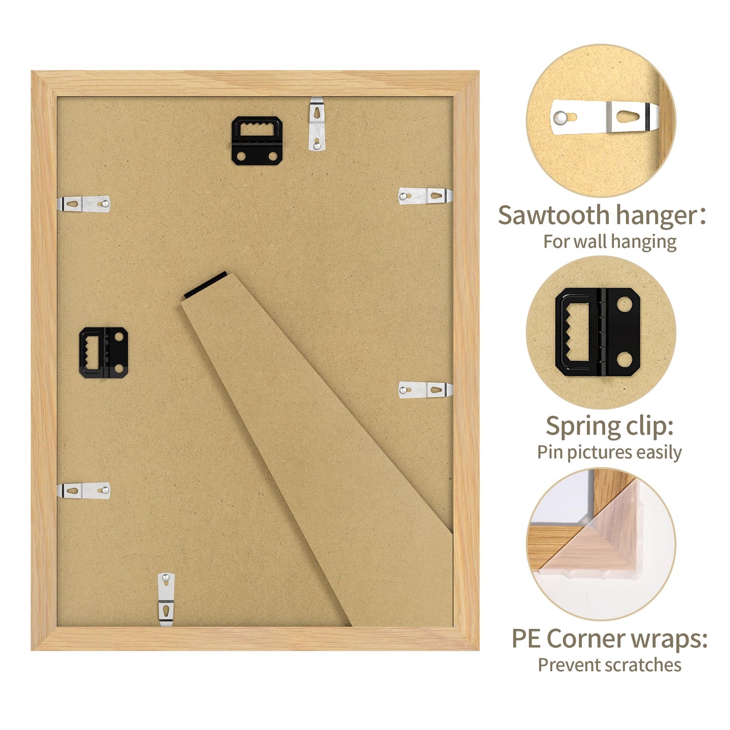 YESKAY 12x16 Picture Frame - 12 x 16 Photo Frame Made of Solid Oak Wood and Real Glass,Display Picture 4 Opening 5x7 with Mat or 12x16 Without Mat for Wall Mounting(Color Walnut) BST326H