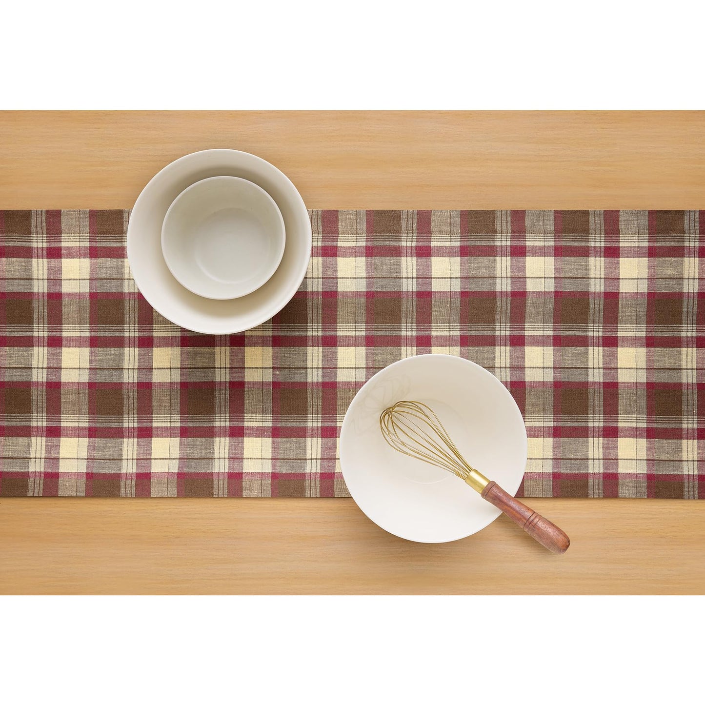 Solino Home 100% Linen Table Runner Multicolor, Rustic Plaid 14 x 72 in | Table Runners for 4-6 seater dining tables, hallway tables and cabinets | Rustic Multicolor | Pure Linen | OEKO-TEX Certified BST326SOLH