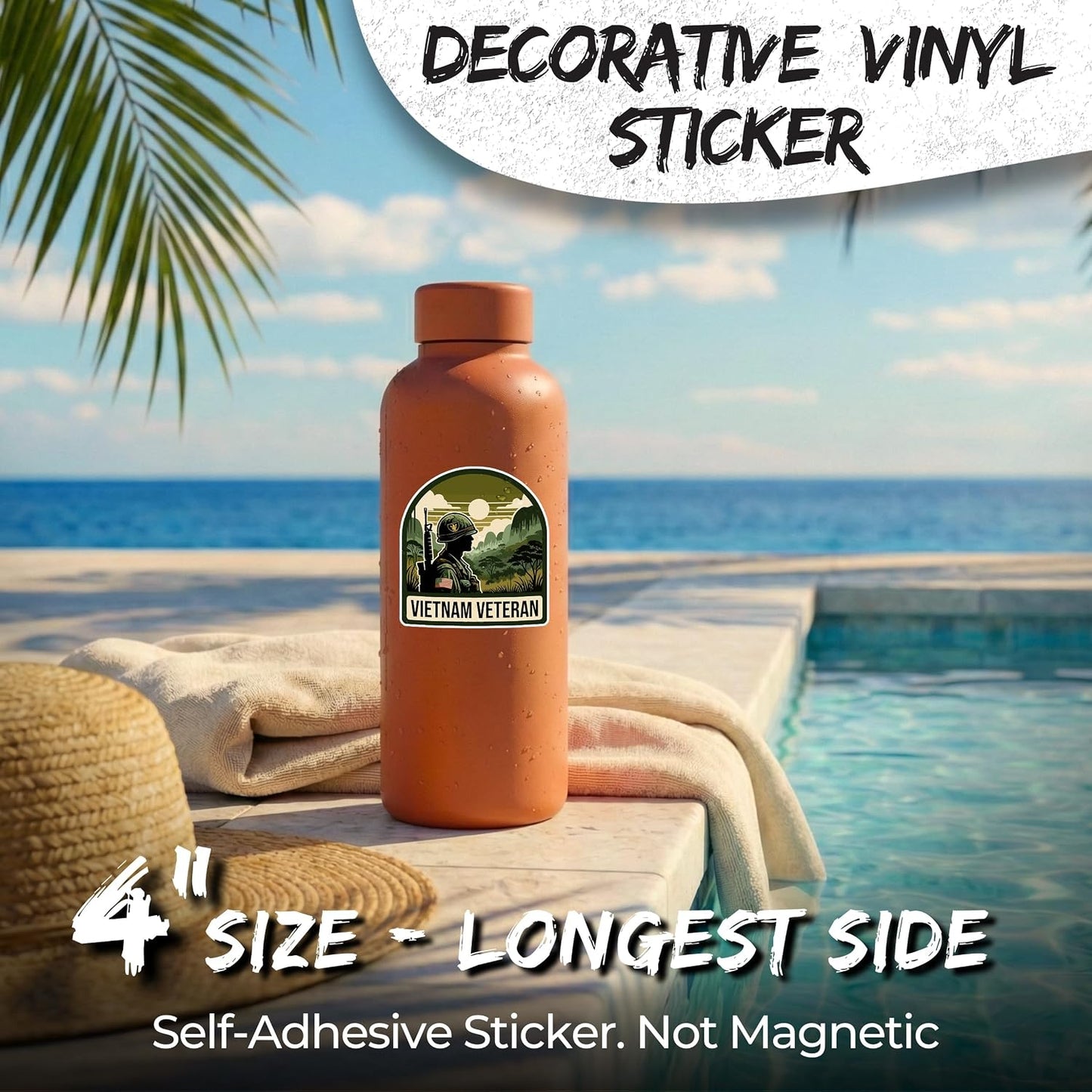 Vietnam Veteran Sticker 4 Inch Waterproof Vinyl Decal ID44990 | Waterproof vinyl sticker for laptop, journal, water bottle & tumbler – gift for anyone who loves humor & good vibes BST220