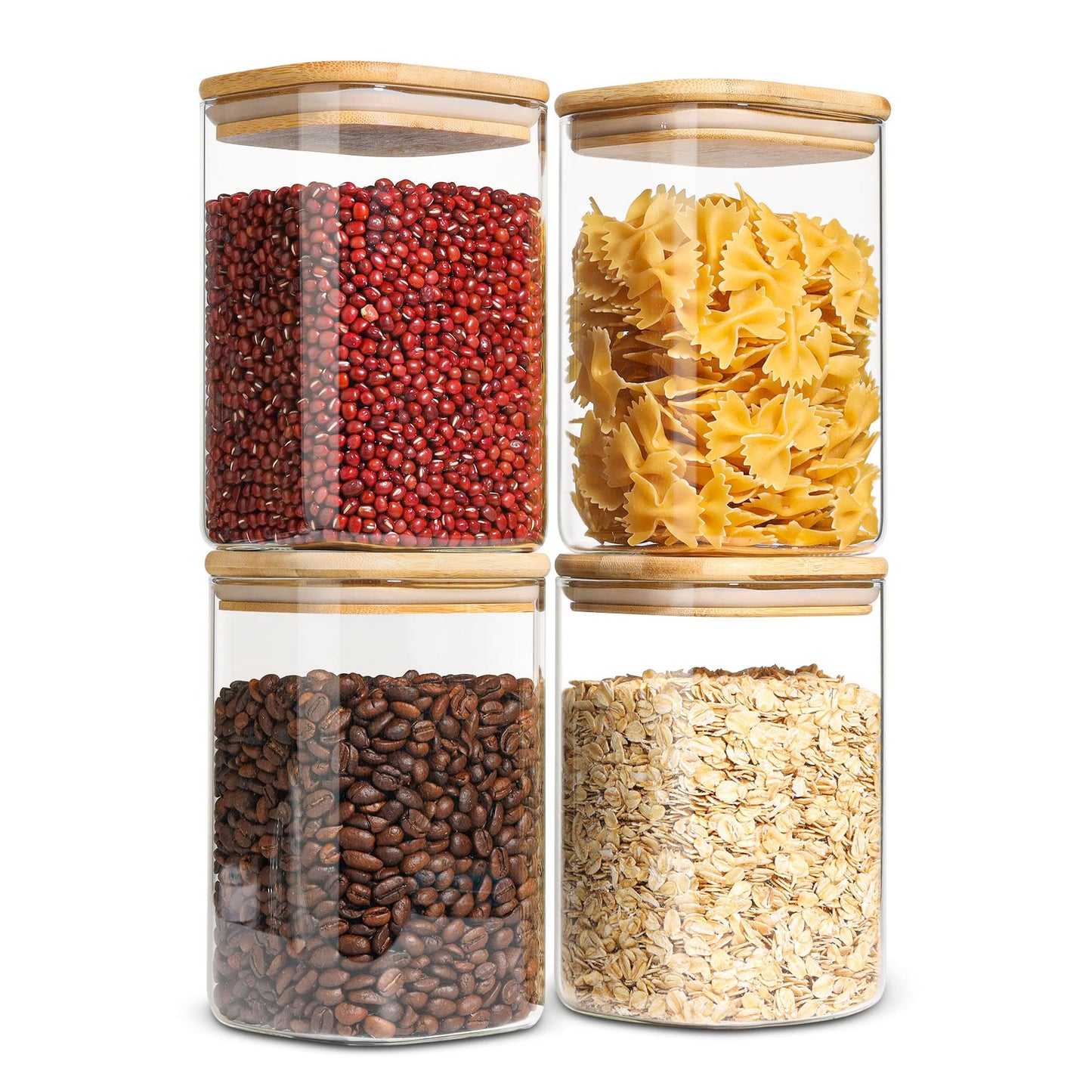 ComSaf 0.6 Qt Glass Food Storage Jars Set of 6, Clear Storage Containers with Airtight Lids, Pantry Organization Jar, Spice Jar, Blooming Tea, Coffee and Sugar Container, Canister Set for Kitchen BST220