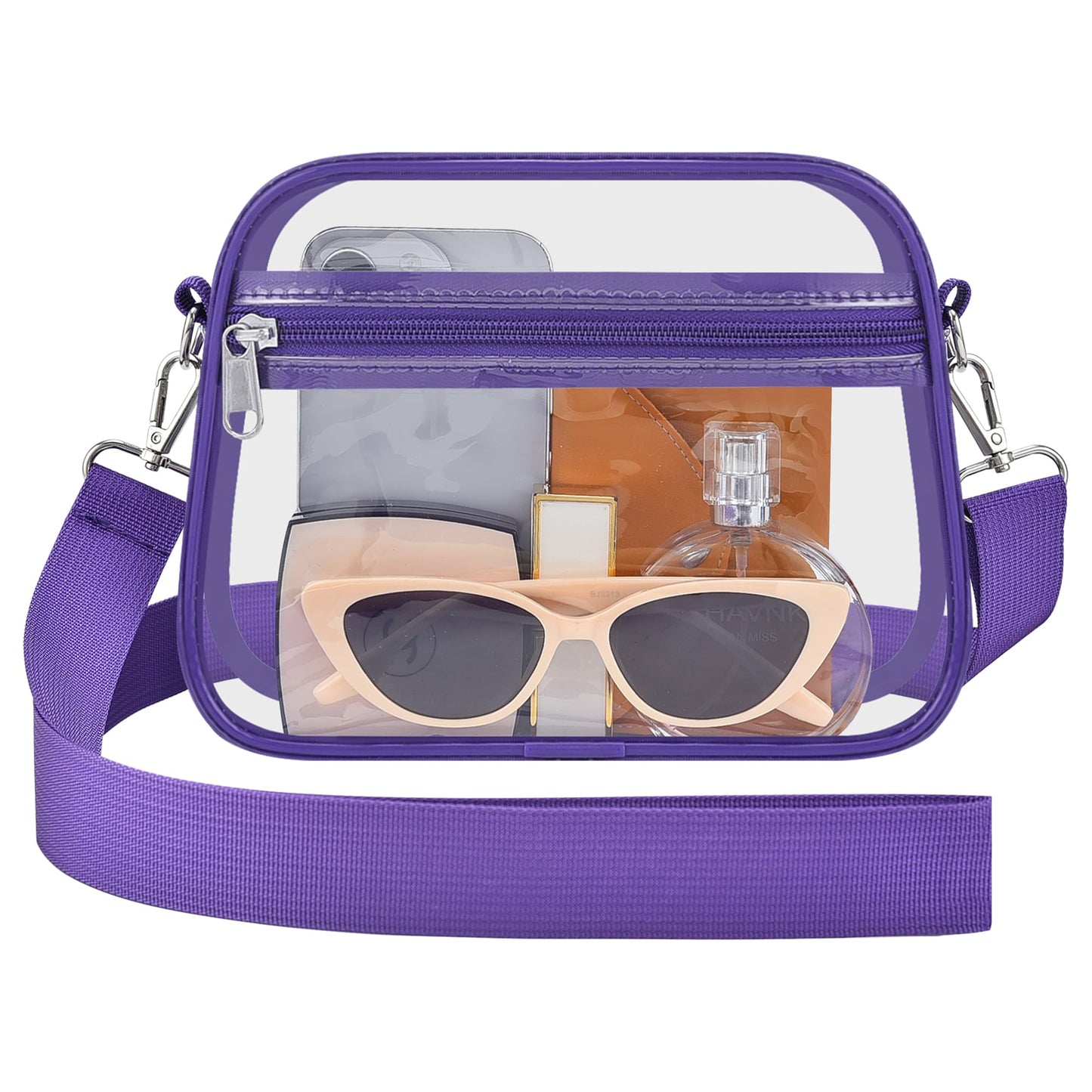 Clear Bag for Stadium Events Stadium Approved Women's Top-Handle Handbags | Mini Small Clear Bag Purse with Wide Adjustable Strap and Front Pocket for Sports Concerts, Festivals BST202