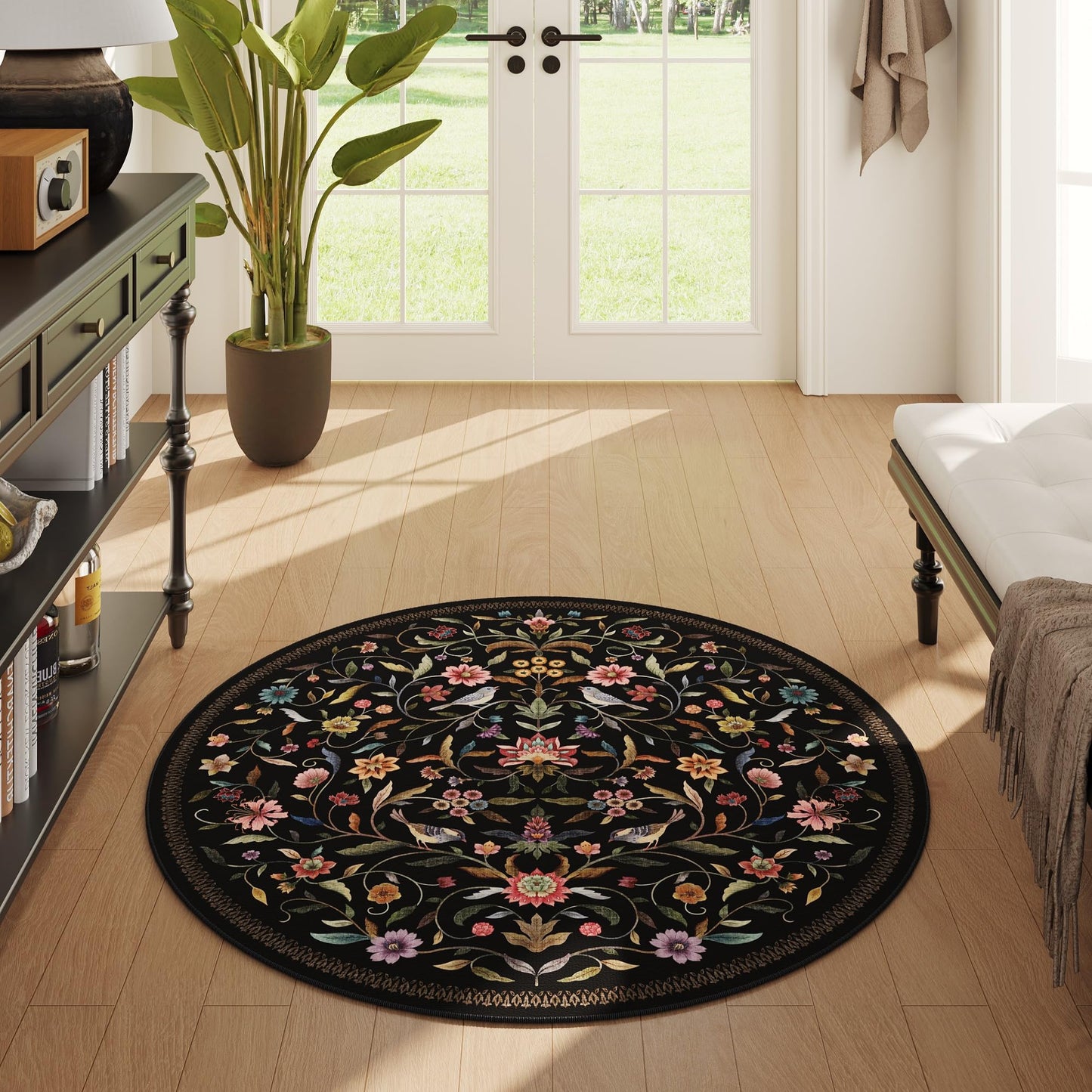 Vintage Medallion Floral Kitchen Runner 2x6, Machine Washable Rug, Soft Low Pile, Non-Slip Carpet for Hallways, Laundry, Bedroom, Bathroom, Entryway | Pink BST220