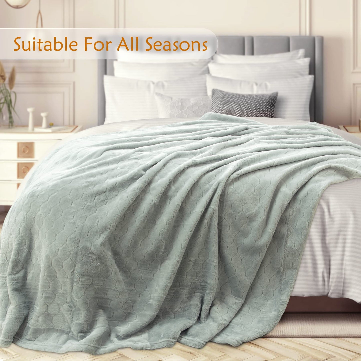 TOONOW Fleece Blanket Super Soft Cozy Throw Blanket 50" x 60", Lightweight Fuzzy Comfy Textured Flannel Blanket Warm Plush Throw Blankets for Couch, Sofa, Bed, Emerald WN420