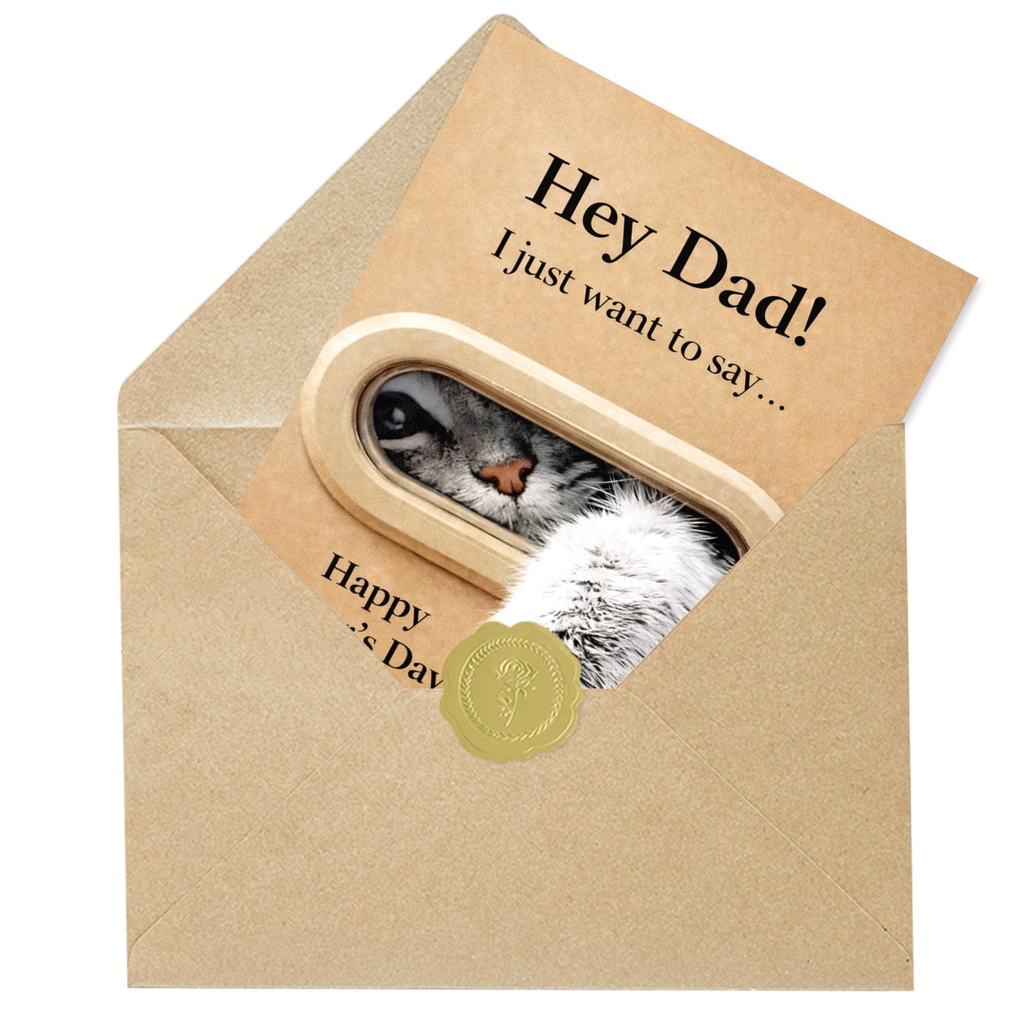Funny Fathers Day Card for Dad, Father's Day Cards Gifts Decorations from Daughter Son, Happy Fathers Day Card from Cat, Cute Cat Dad Father's Day Decorations Gifts BST220