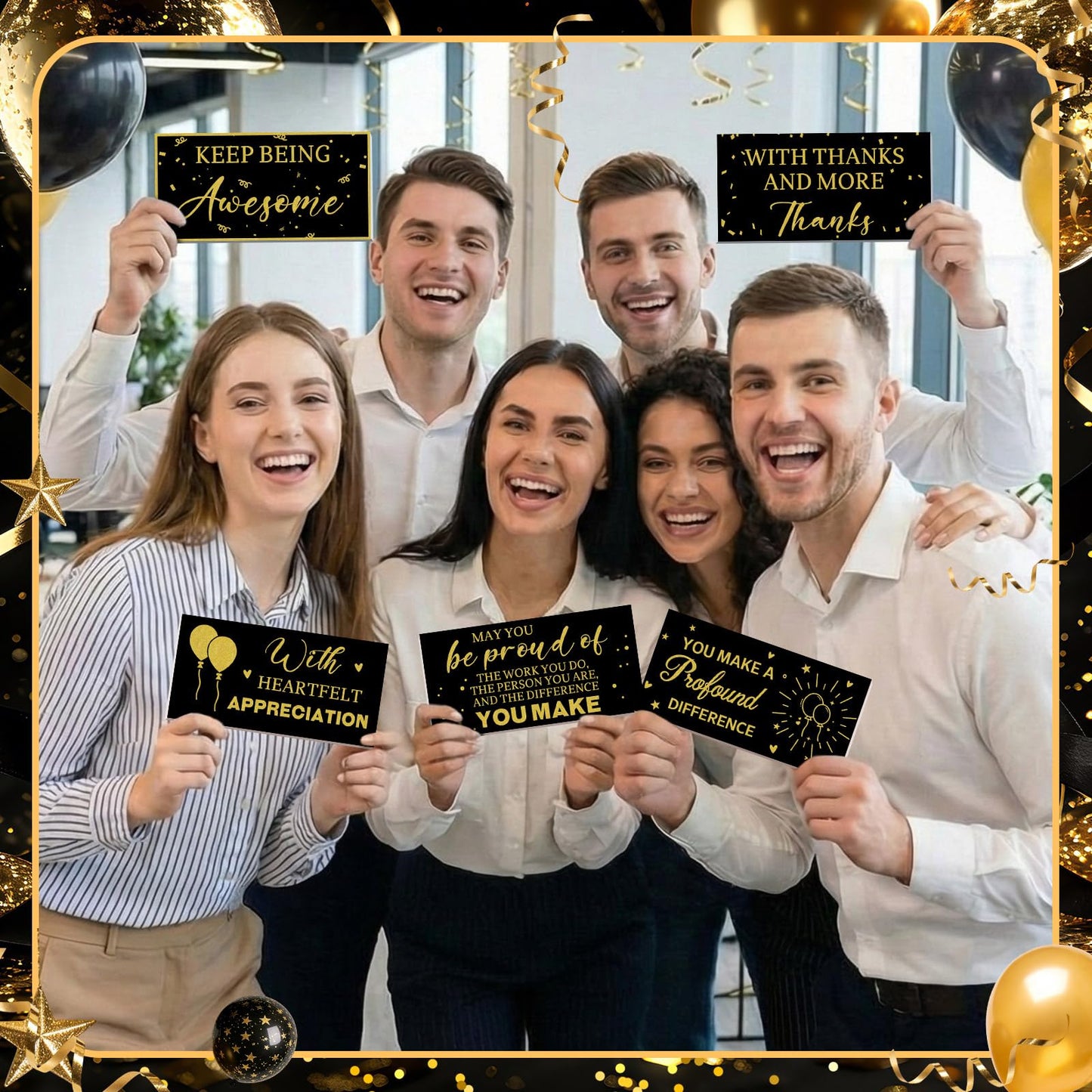 Tinlade 24 Designs Employee Appreciation Decorations Photo Booth Props We Appreciate You Blue Gold Thank You Party Decor Prop PVC Double Sided Selfie Signs for Staff Volunteer Retirement Teacher Nurse BST326H