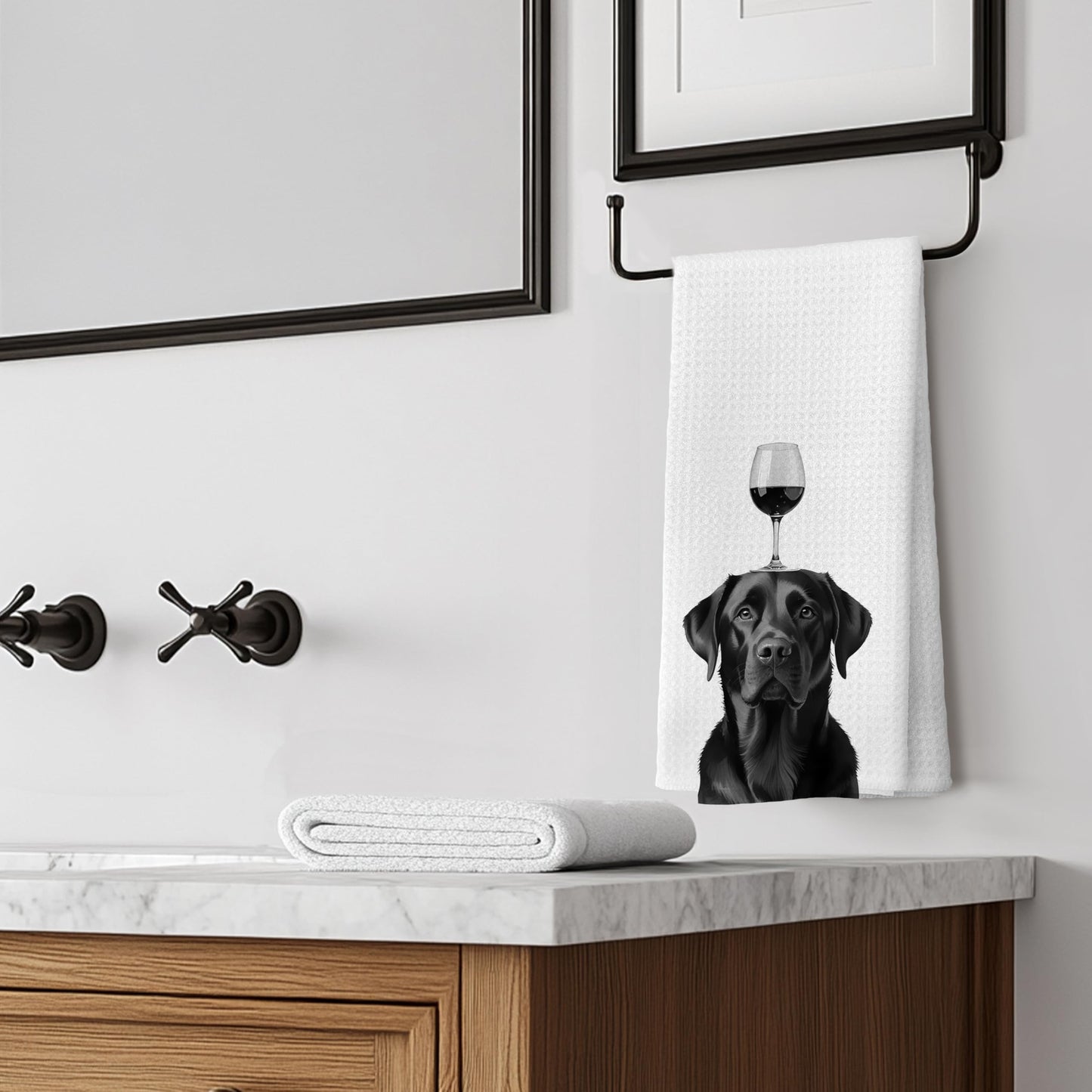 Funny Black Labrador Retriever Kitchen Towels, Black Lab Gifts Dish Tea Towels for Kitchen Decor, Gifts for Labrador Dog Lovers Hand Towels, 16x24 Inches BST202