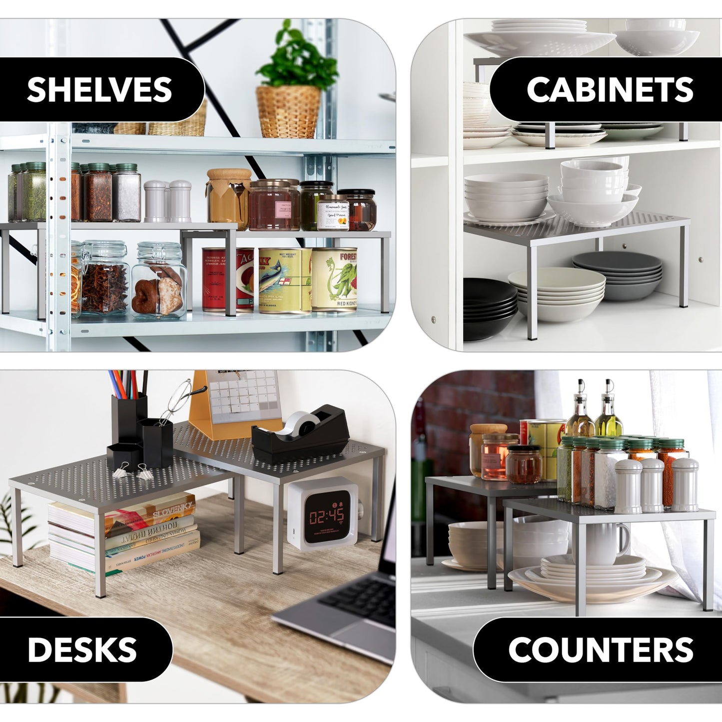 Simple Houseware Expandable Stackable Cabinet and Counter Shelf Organizer with Steel Surface, 9" D x 12.75" W x 5.9" H, Bronze