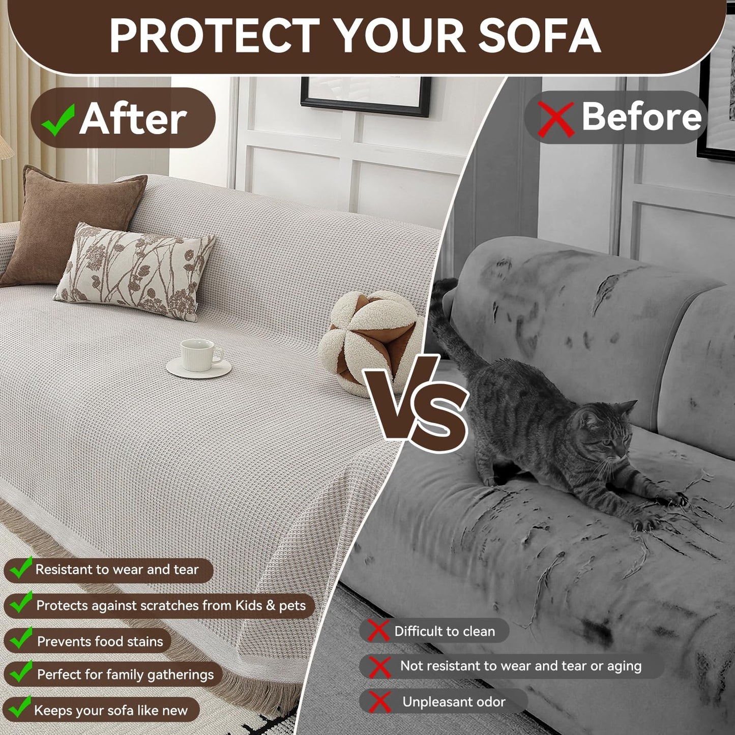YDKGL Couch Covers Sofa Covers for Sectional Sofa 3 Cushion Sofa Pet Friendly, L Shaped Couch Cover Blanket Washable Non Slip Furniture Protector, Soft Sofa Slipcover for Kids Dogs, Dark Grey 91"x134" BST220