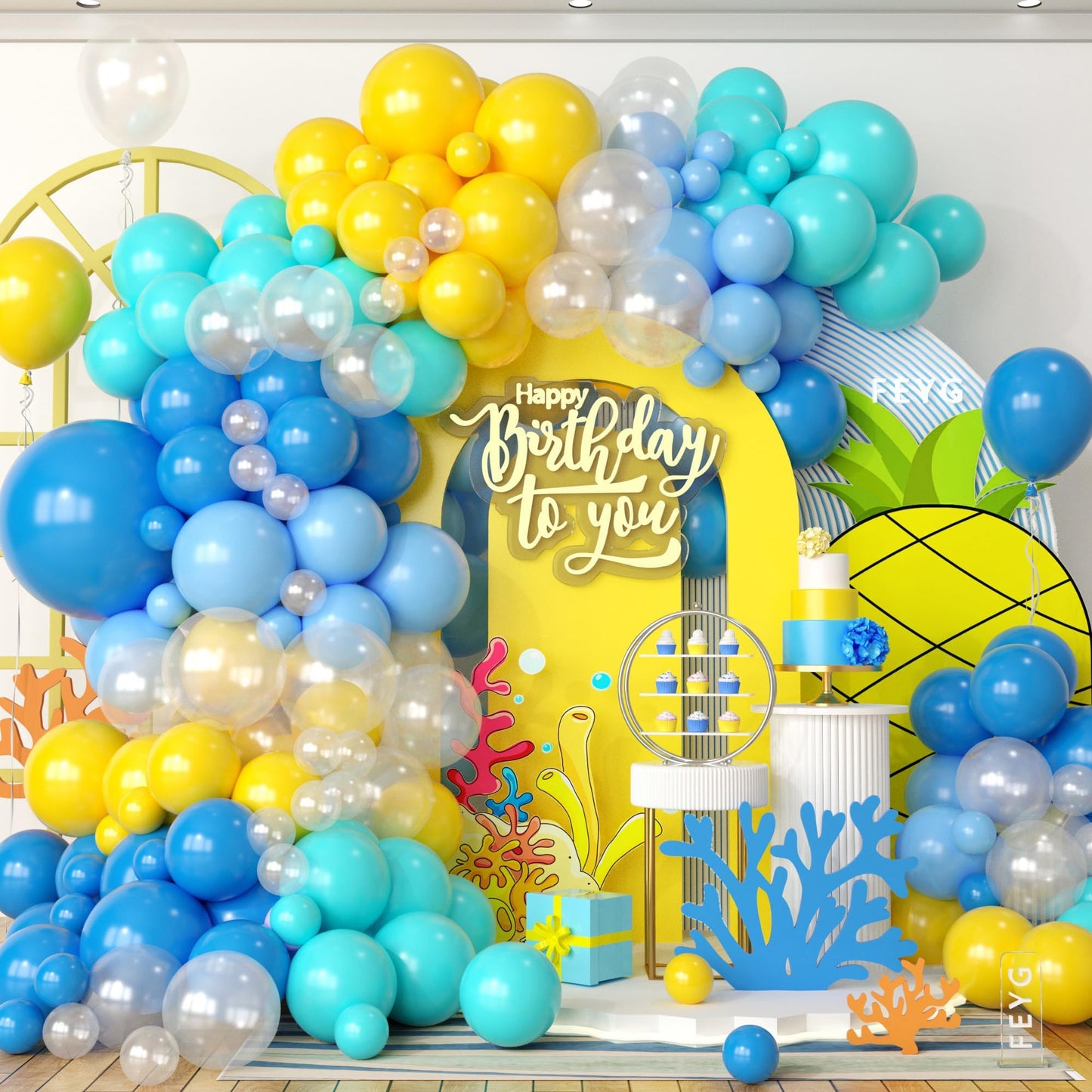 Dusty Green Blue Balloon Arch Kit, Fog Green Dusty Water Blue Beige Ivory Latex Balloons Garland Kit for Women Men Neutral Birthday Wedding Baby Bridal Shower Jungle Safari Party Decorations WN420