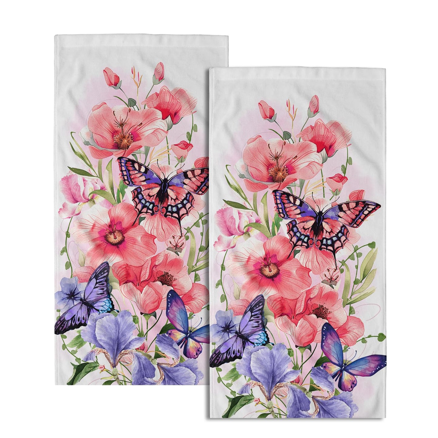 Imiss Coral Starfish Hand Towels for Bathroom，Nautical Coastal Seashell Guest Towels 14.4 x 28.3 Inch Set of 2 Soft Small Bath Towel Kitchen Dish Towels for Home Hotel Gym Spa BST220