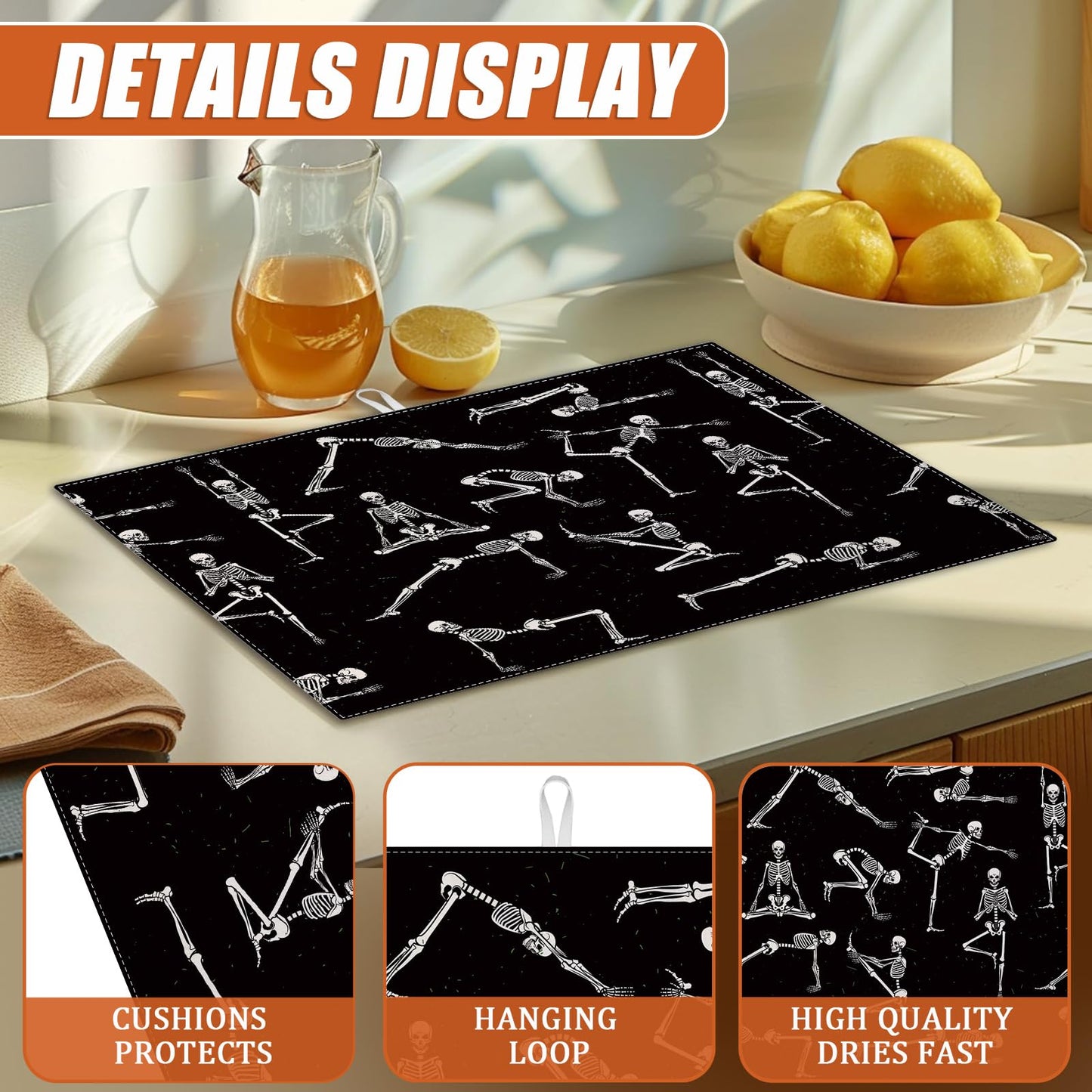 Brown Leopard Dish Drying Mat for Kitchen Counter Microfiber Absorbent Dish Kitchen Drying Mat Draining Reusable Washable for Dishes/Utensils/Counterto BST220