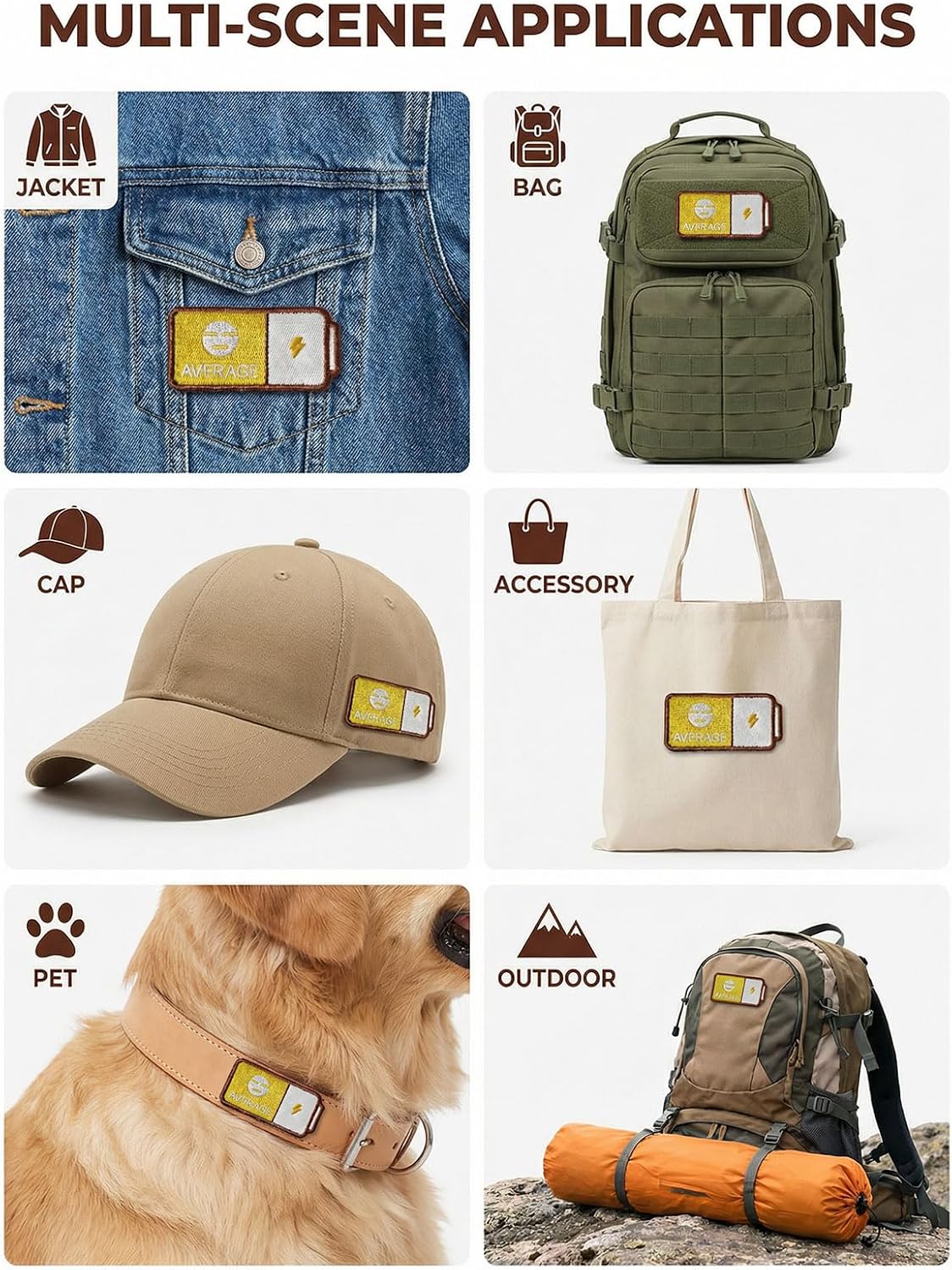 Emotion Battery Sew-on Patch Set, Embroidery Mood Patches for Jackets, Backpacks, Caps & DIY Crafts, Tactical Gear & Workwear Decor, Funny Gift for Friends & Family (5) BST202