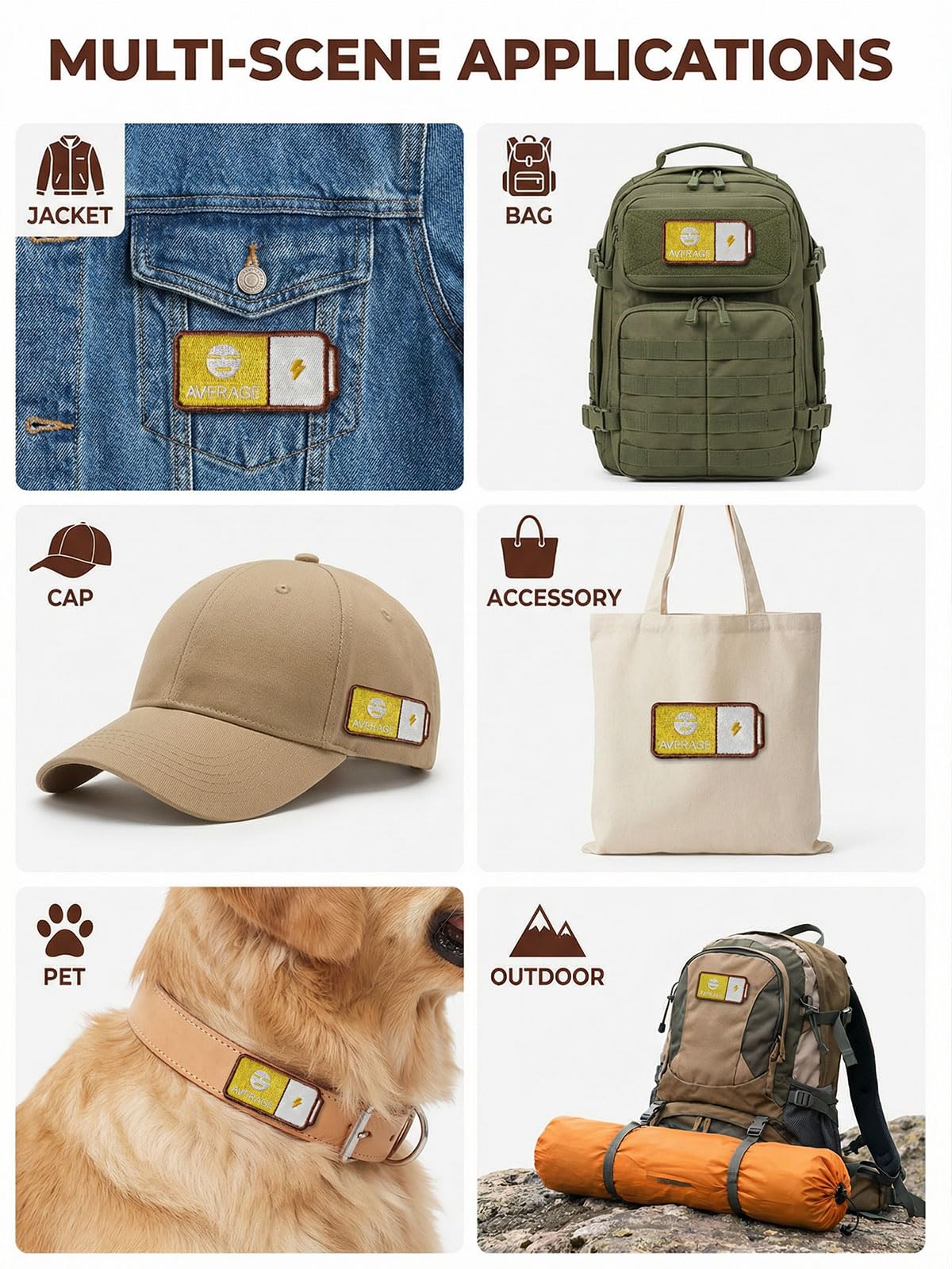Emotion Battery Sew-on Patch Set, Embroidery Mood Patches for Jackets, Backpacks, Caps & DIY Crafts, Tactical Gear & Workwear Decor, Funny Gift for Friends & Family (5) BST202