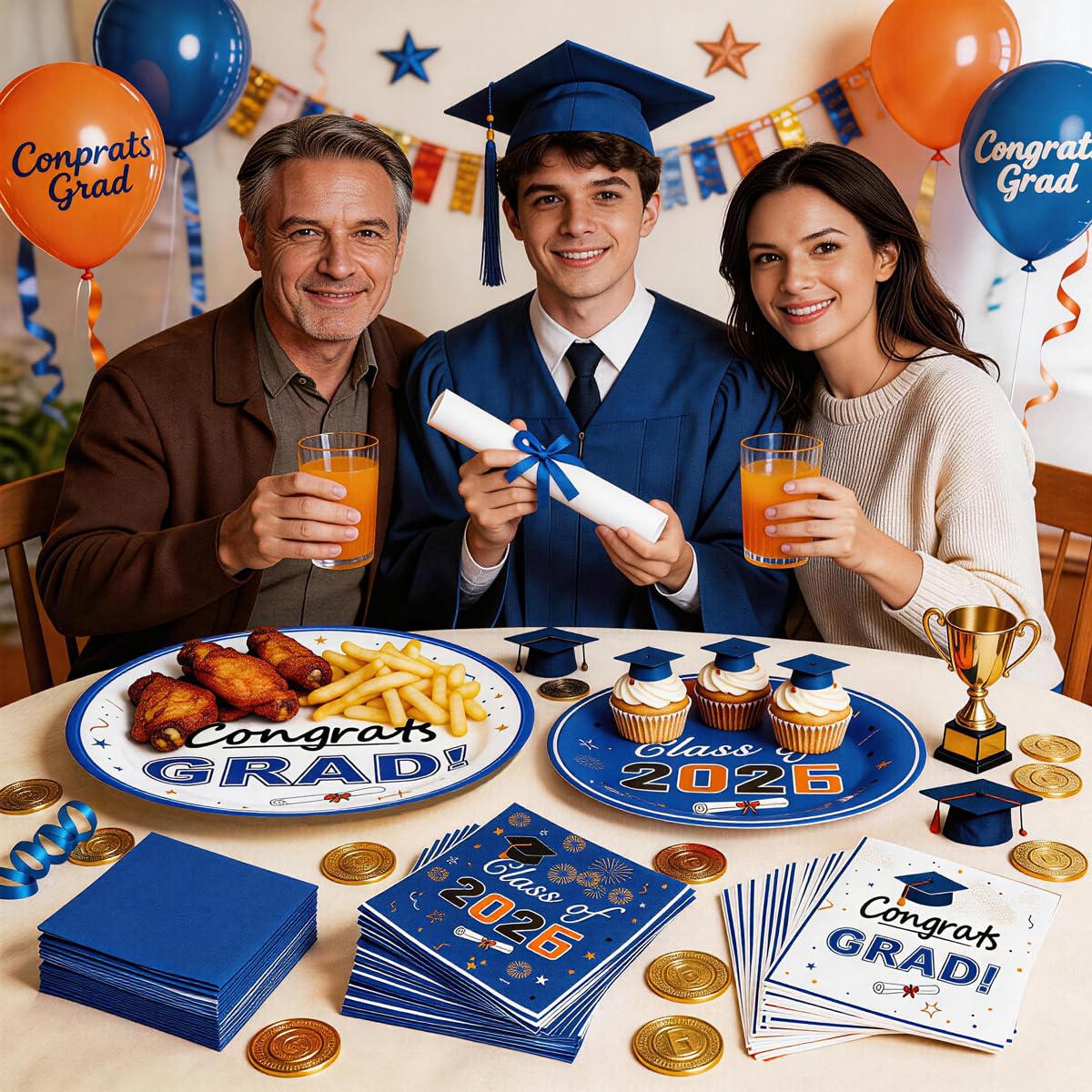2026 Graduation Plates and Napkins, 320 PCS, Serves 80 | Disposable Class of 2026 tableware set for graduation parties, ceremonies and school celebrations BST202