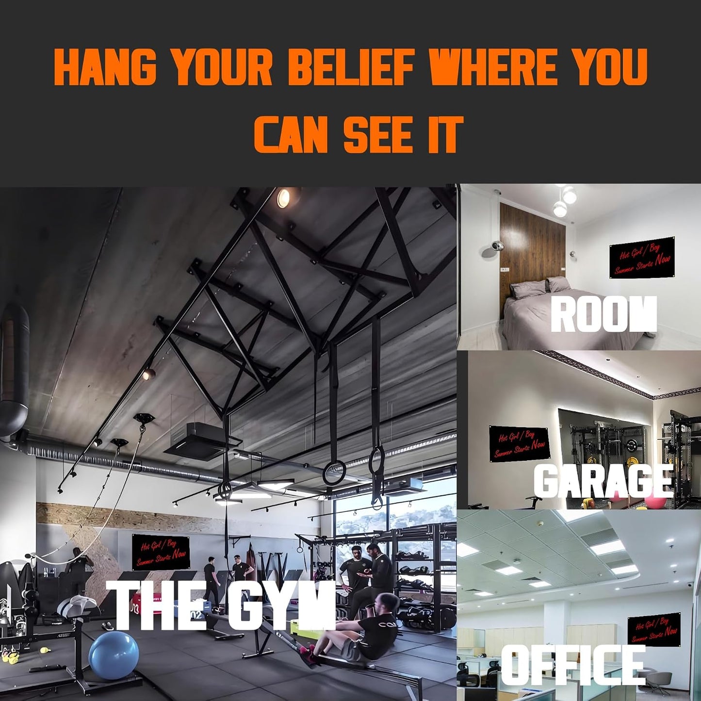 Lyeedoom Motivational Gym Banner Tapestry, Large Humor 5x3FT | Inspirational Fitness Wall Art, For Home Gym Garage Office Dorm Room, Exercise Encouragement Tapestry, Positive Quotes BST202