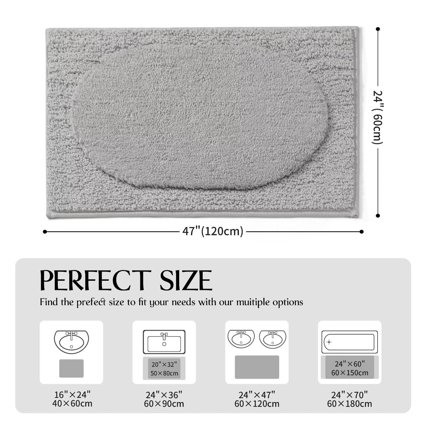 DEXDE Bathroom Rugs Non-Slip Mat for Bathroom Floor Shower,24x16 Beige | Thick Soft Absorbent Bath Mat, Quick Dry Microfiber Rug, Machine Washable Shower Floor Bathroom Mat Home Decor Accessories BST220