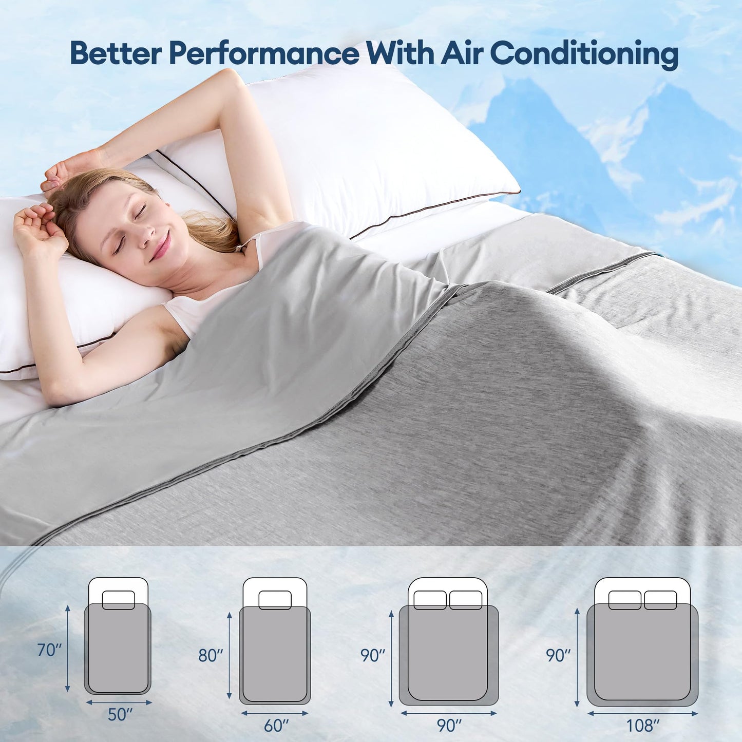 VFROO Cooling Blanket for Hot Sleepers Twin Size 60''×80'', Summer Blanket Thin Lightweight Breathable, Absorbs Sweat Heat to Keep Adults Cool, Cold Blanket for Sleeping on Bed Couch, Grey BST326H