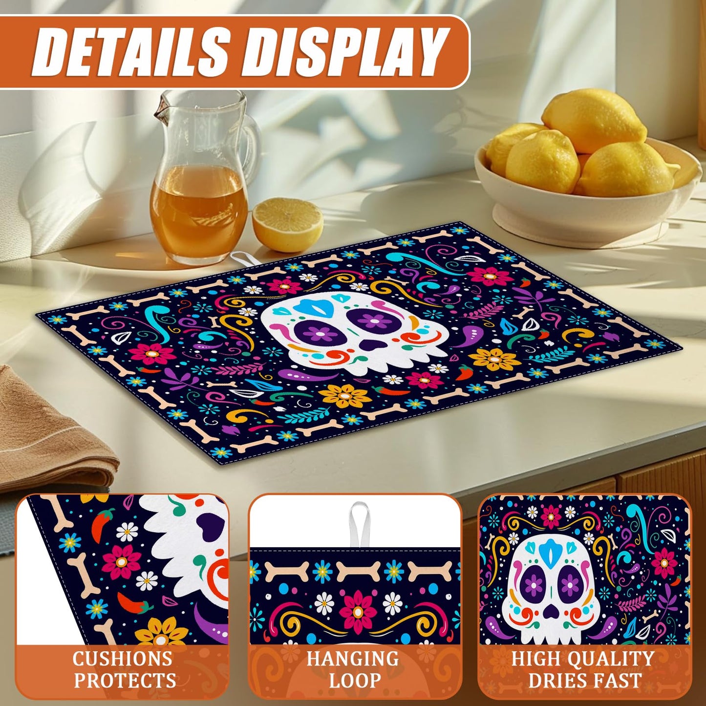 Brown Leopard Dish Drying Mat for Kitchen Counter Microfiber Absorbent Dish Kitchen Drying Mat Draining Reusable Washable for Dishes/Utensils/Counterto BST220