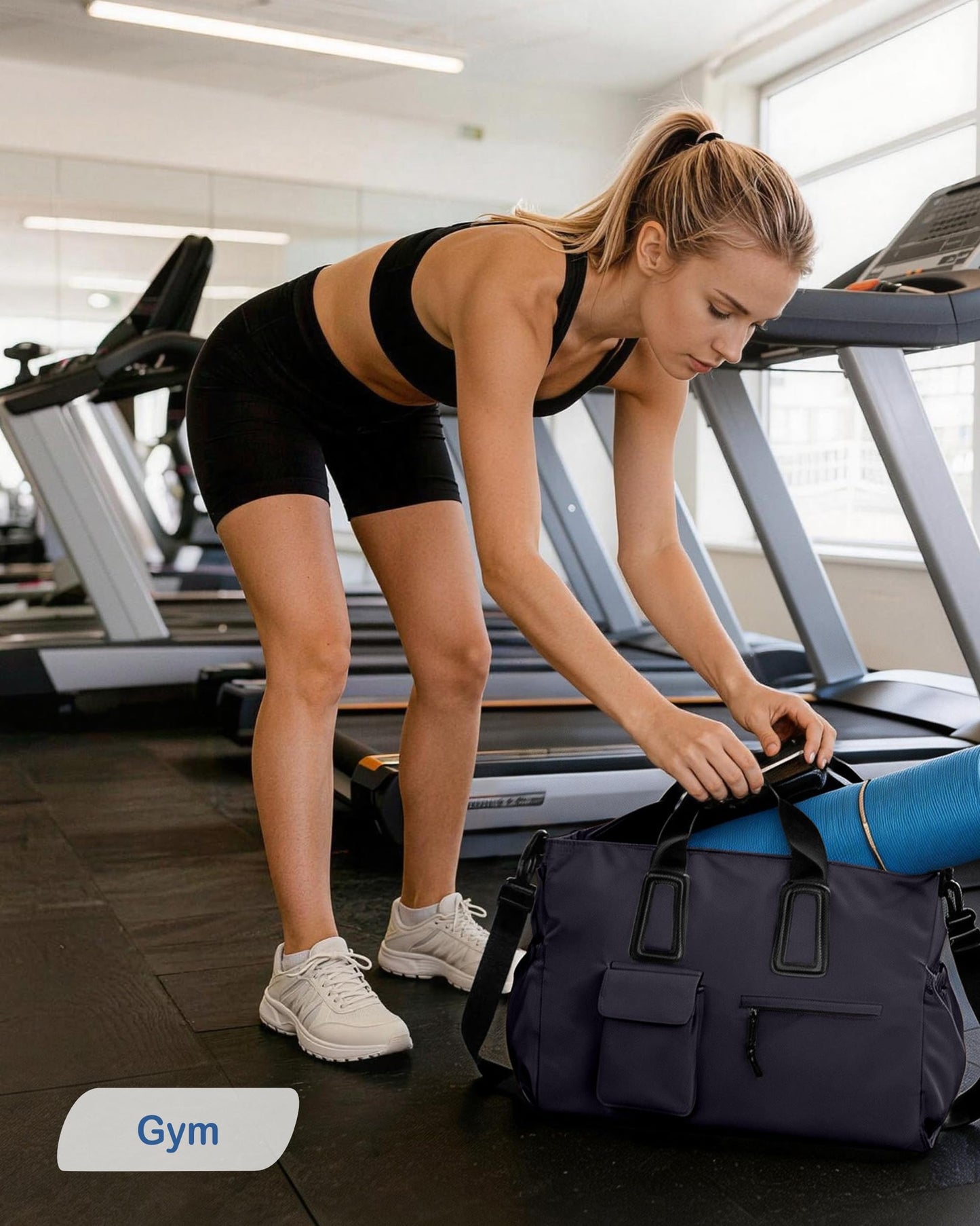 Travel Duffel Bag for Men & Women, Waterproof Overnight Weekender Gym Tote Carry On Luggage with Wet Pocket (Black) BST326H