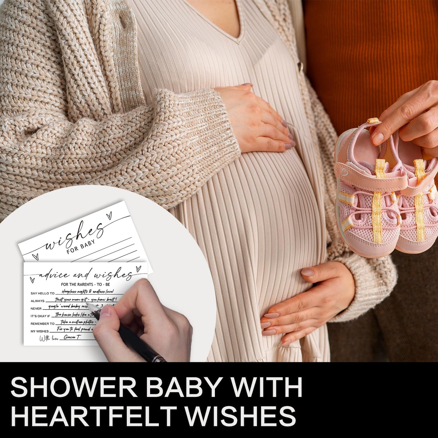 Advice and Wishes Cards with Box For Parents To Be - 50 Pcs Minimalism Advice Cards, Baby Shower Paty Game, Well Wishes Box for New Parents Baby Shower Decorations -A04 BST202
