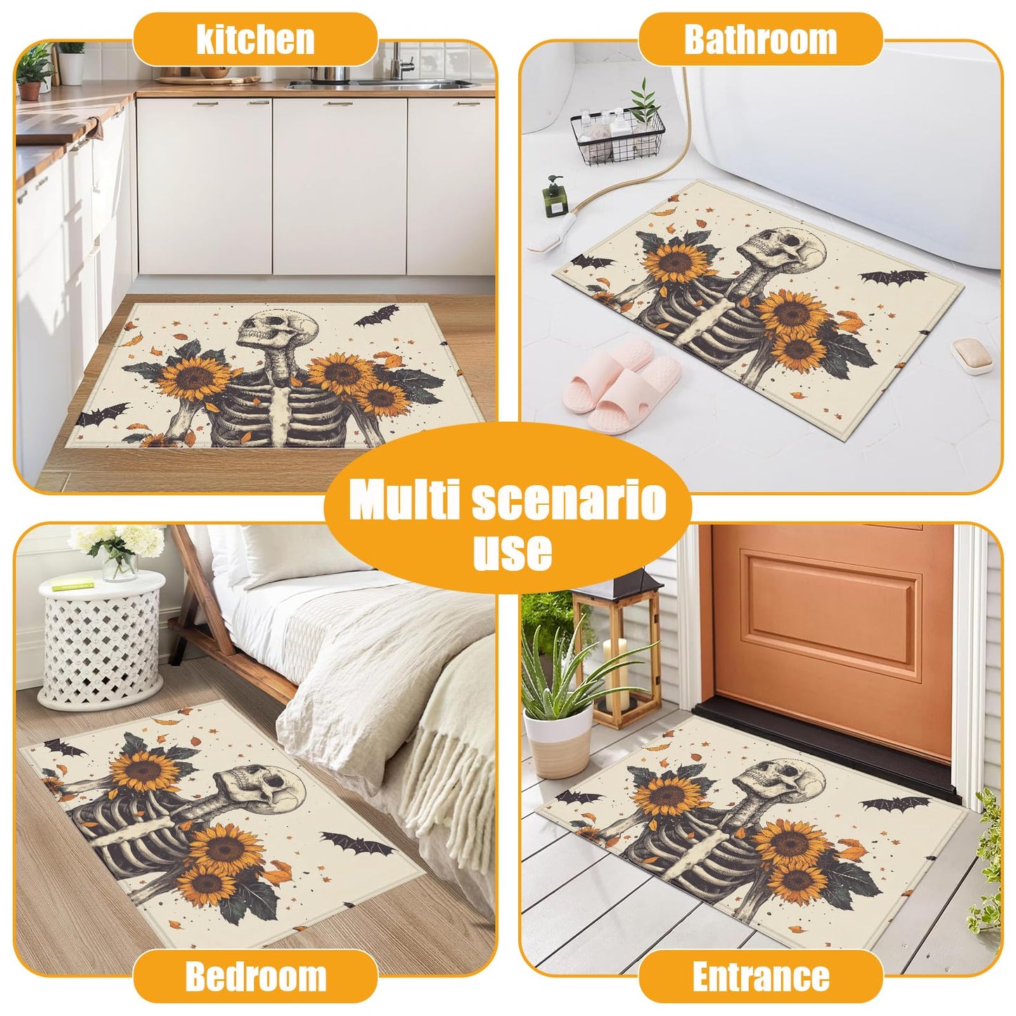 Red Spider Web Bath Mat for Bathroom,Washable Door Mat Absorbent Bath Rug Non-Slip Floor Rug Carpets,for Kitchen Bedroom Indoor BST220