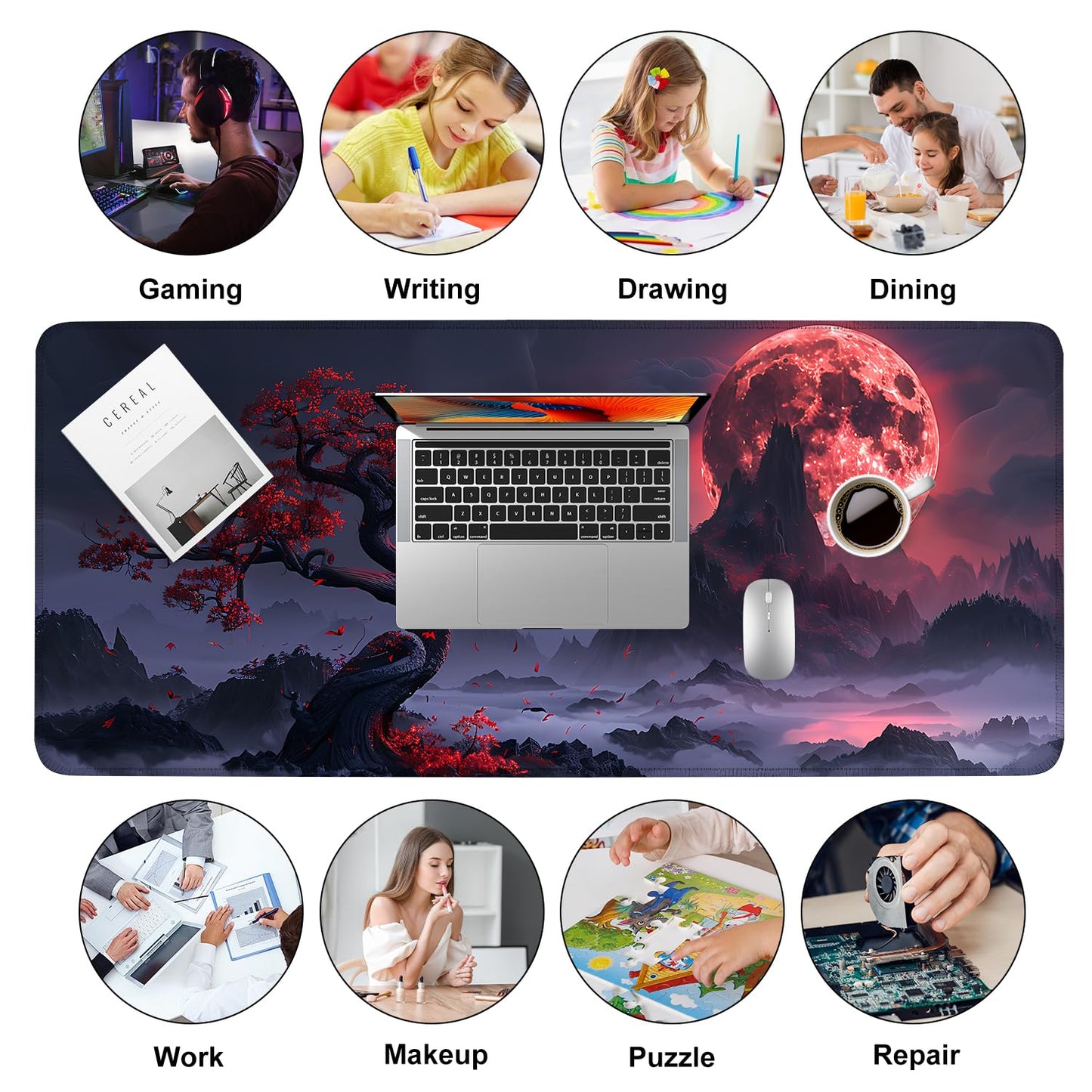 Mouse Pad Gaming Mousepad 31.5 x 11.8in Large Mouse Pad for Keyboard and Mouse with Anti-Slip Rubber Base, Keyboard Pad XL Mouse Mat for Home and Office,Snowy Forest WN420
