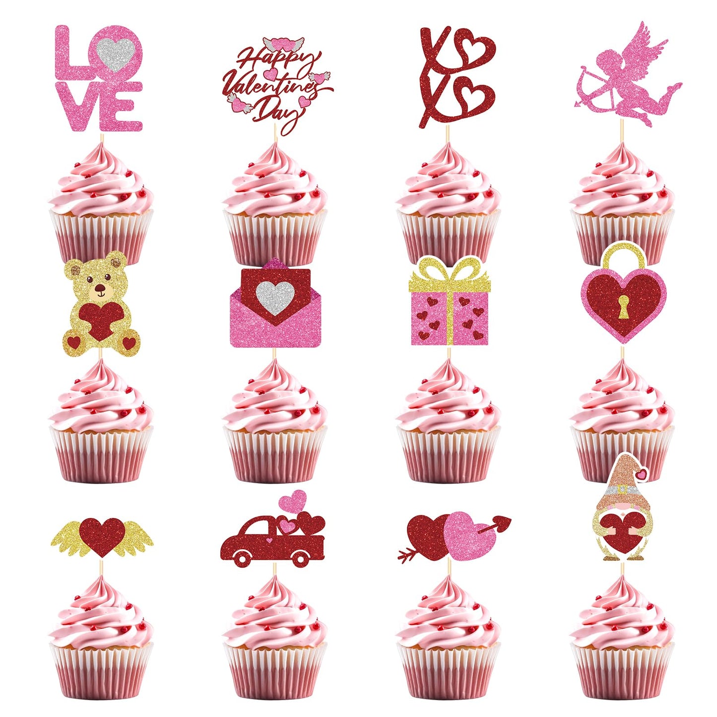 48 Pack Casino Cupcake Toppers Glitter Poker Chips Dices Mini Slot Machine Cupcake Picks for Las Vegas Casino Night Theme Birthday Party Baby Shower Decoration Supplies BST220