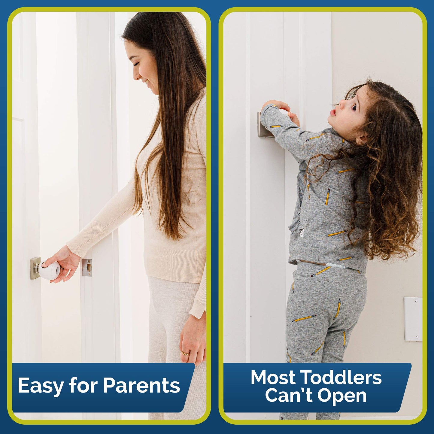Child Safety Door Knob Cover (4 Pack) Hard-to-Remove Dual-Lock Door Handle Covers for Kids N31