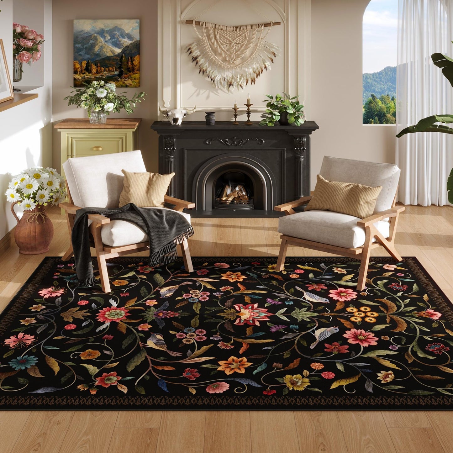 Vintage Medallion Floral Kitchen Runner 2x6, Machine Washable Rug, Soft Low Pile, Non-Slip Carpet for Hallways, Laundry, Bedroom, Bathroom, Entryway | Pink BST220