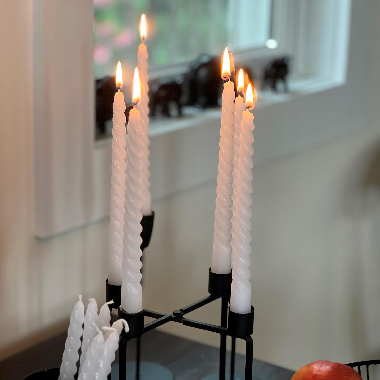 12 Piece Pale Green Twist Taper Candles, 2 Boxed Sets of 6, 4 Hours Burn Time, Paraffin Wax, 7.75 Inches BST220