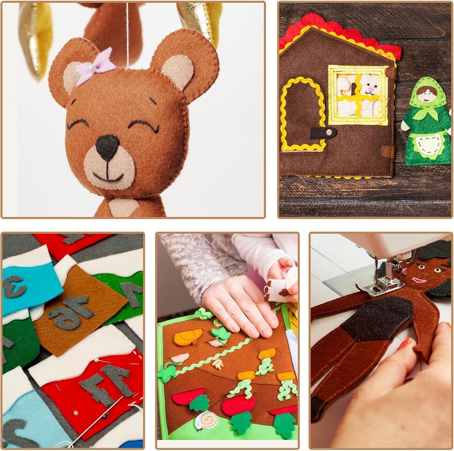 Brown Felt Sheets 18 Pcs Felt Fabric Sheets Brown Felt Soft Felt Sheets Felt Fabric for Crafts DIY Craft Sewing Patchwork Art Projects 3 Colors 11.81 x 7.87 Inch WN420