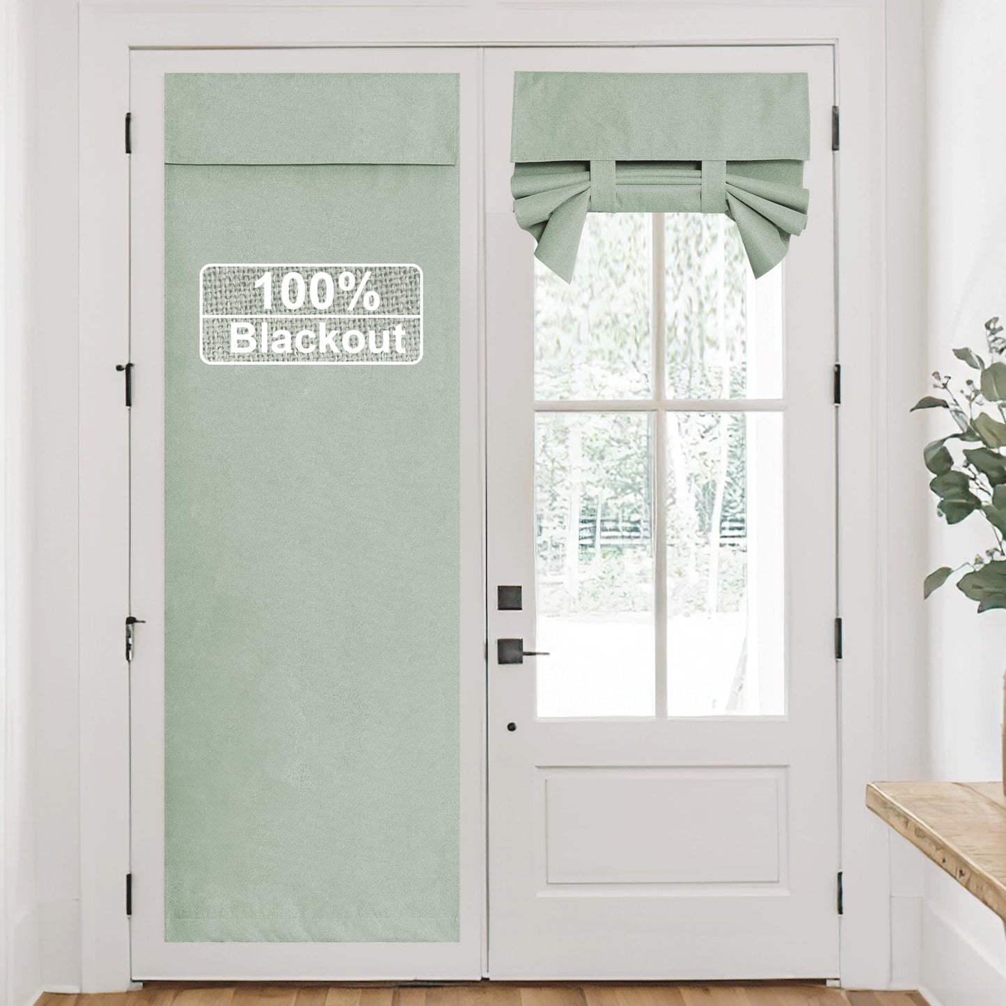 RYB HOME Grey Classroom Door Linen Curtain for Small Window, 100% Blackout Shades Lightweight for French Door Window, W 8 x L 36 Room Darkening Privacy Curtains Tie up Shade, 1 Panel BST220