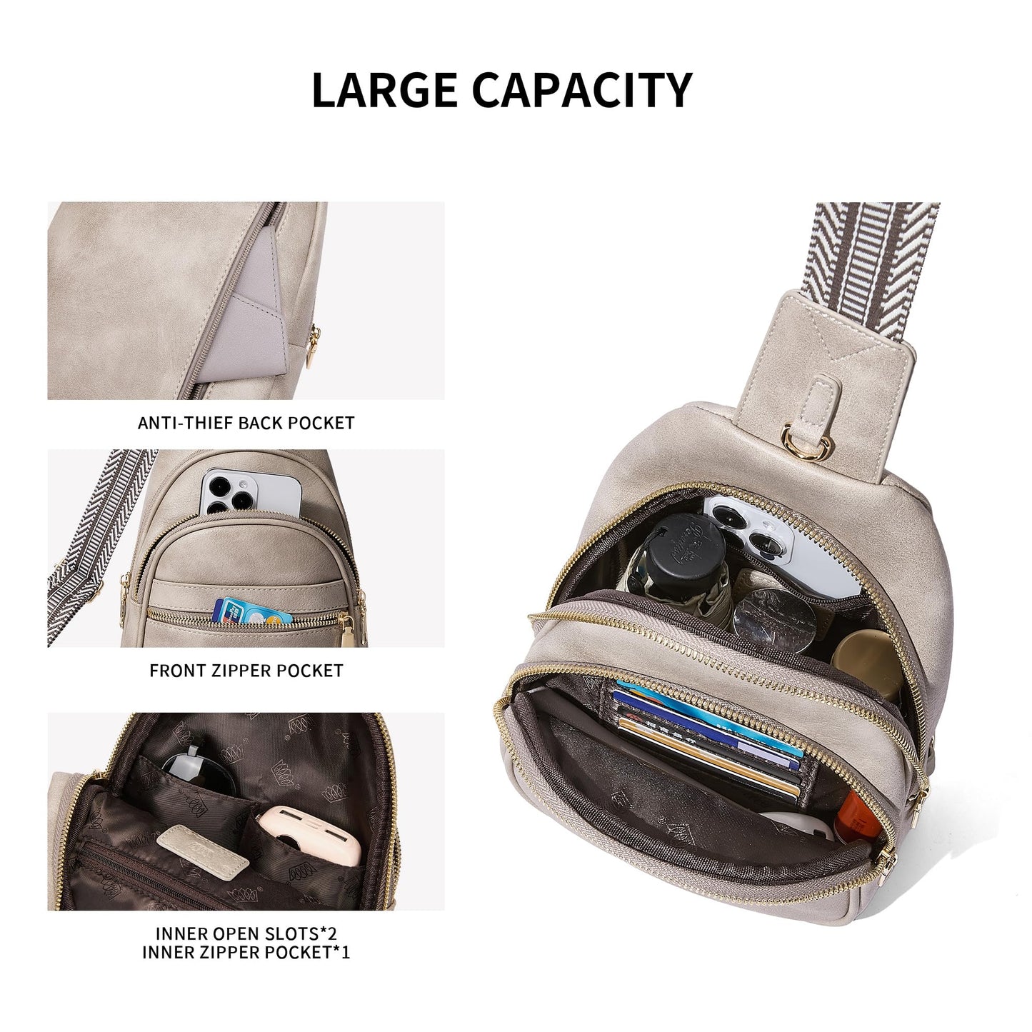 CORALDAISY Crossbody Bags for Women Fanny Pack Sling Bag Crossbody Purse Travel Purses for Women BST220