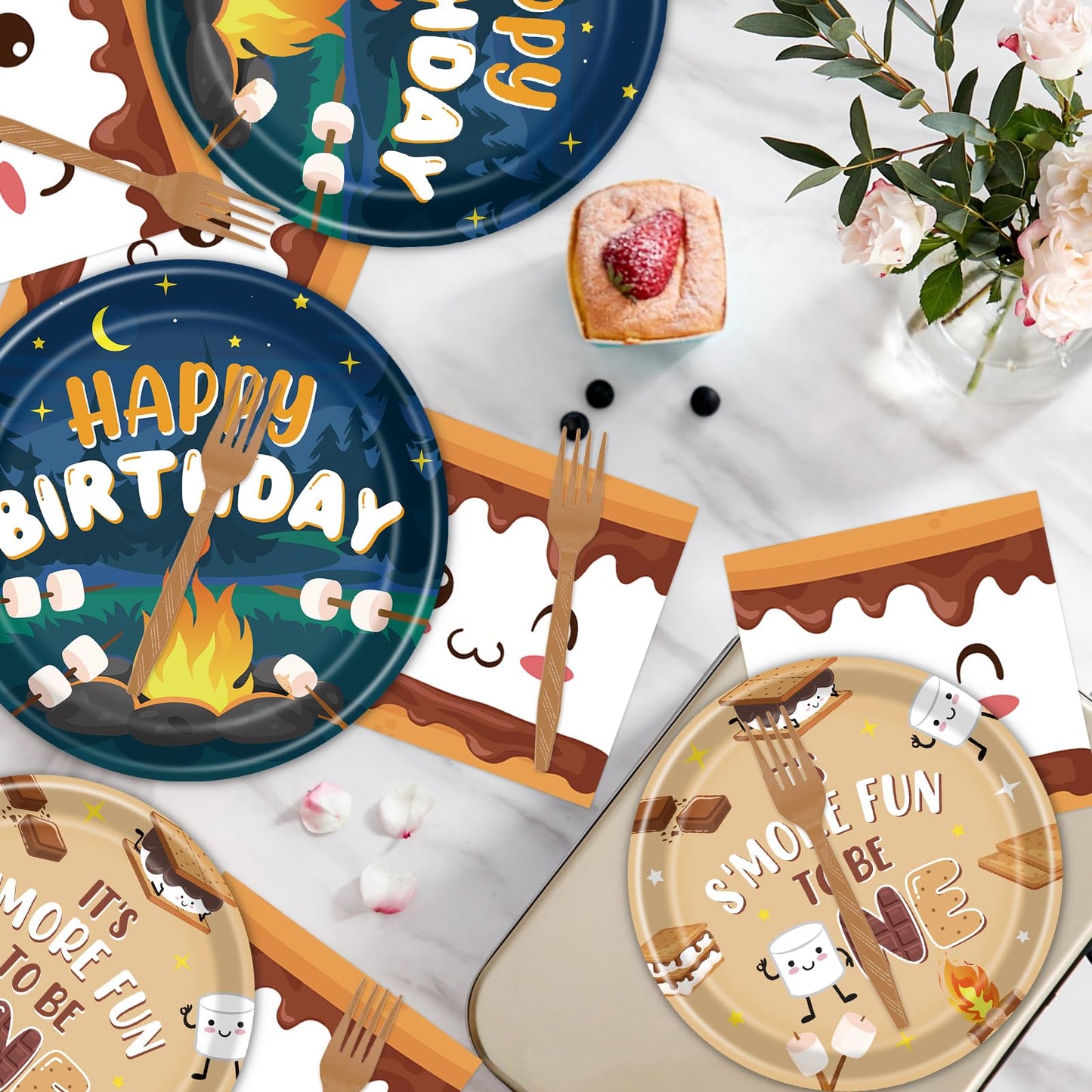 Gameza July Christmas Party Decorations Tableware, 96PCS There's Some Hohoho's in July Disposable Paper Plates and Napkins Decoration, Summer Xmas Beach Forks Decor Supplies Serves 24 BST220