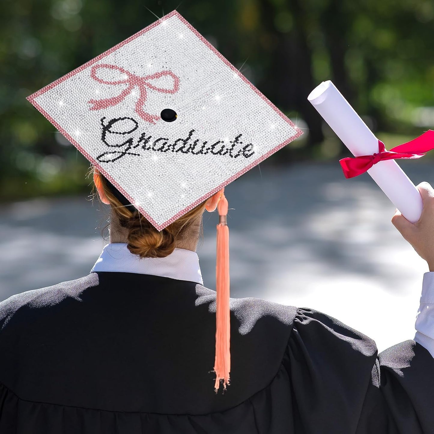 Knitgrip Graduation Cap Decoration Kit Pink Bow Diamond Grad Cap Topper for Her Graduation Gifts Glitter 2026 Diamond Painting Art Grad Hat Decorations for Girls DIY Craft Class of 2026 Graduate Gifts BST202
