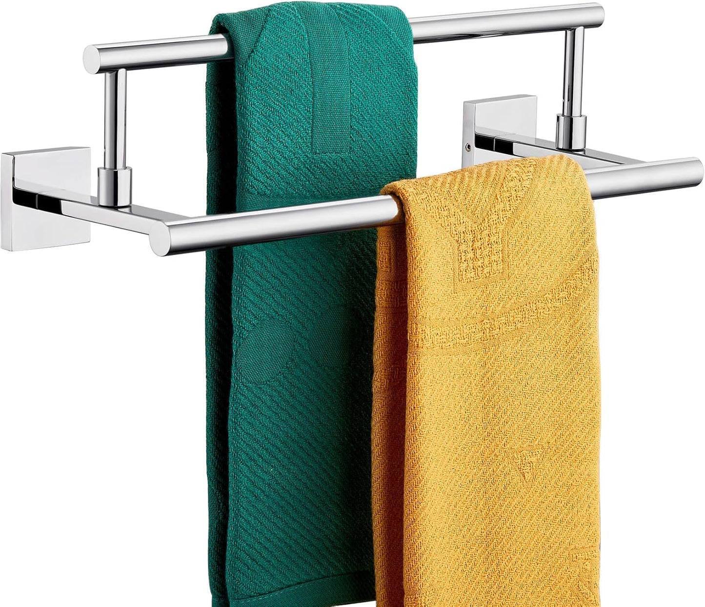 KOKOSIRI Towel Bars Chrome 16-Inch Bathroom Double Towel Holder for Garage Kitchen Toilet Wall Mount Polished Stainless Steel B5009CH-L16 BST202