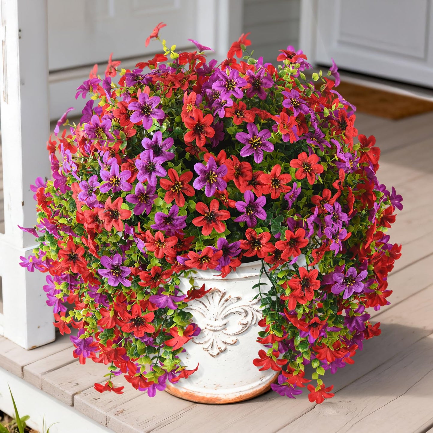 Artificial Flowers for Outdoor Faux Flowers for Plant Pot Spring Decoration | 2 Pcs Faux Hanging Plants UV Resistant Look Real Outside Home Garden Porch Patio Entrance Courtyard Decor BST326H