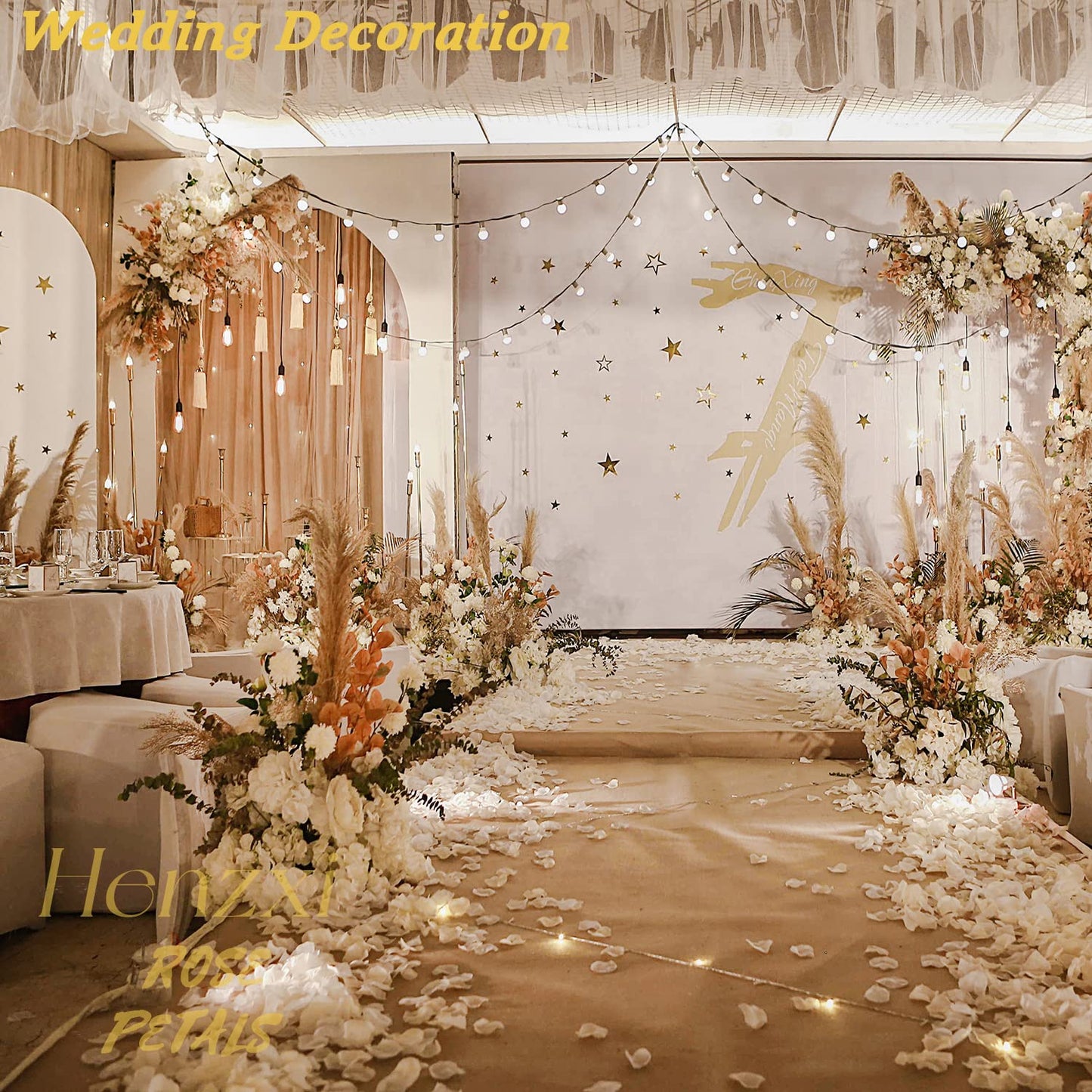 Henzxi 1000 Pcs Rose Petals, Artificial Flower Petals, for Romantic Night, Wedding, Event, Party, Valentine Decor (1000 Pcs, Ivory) BST220