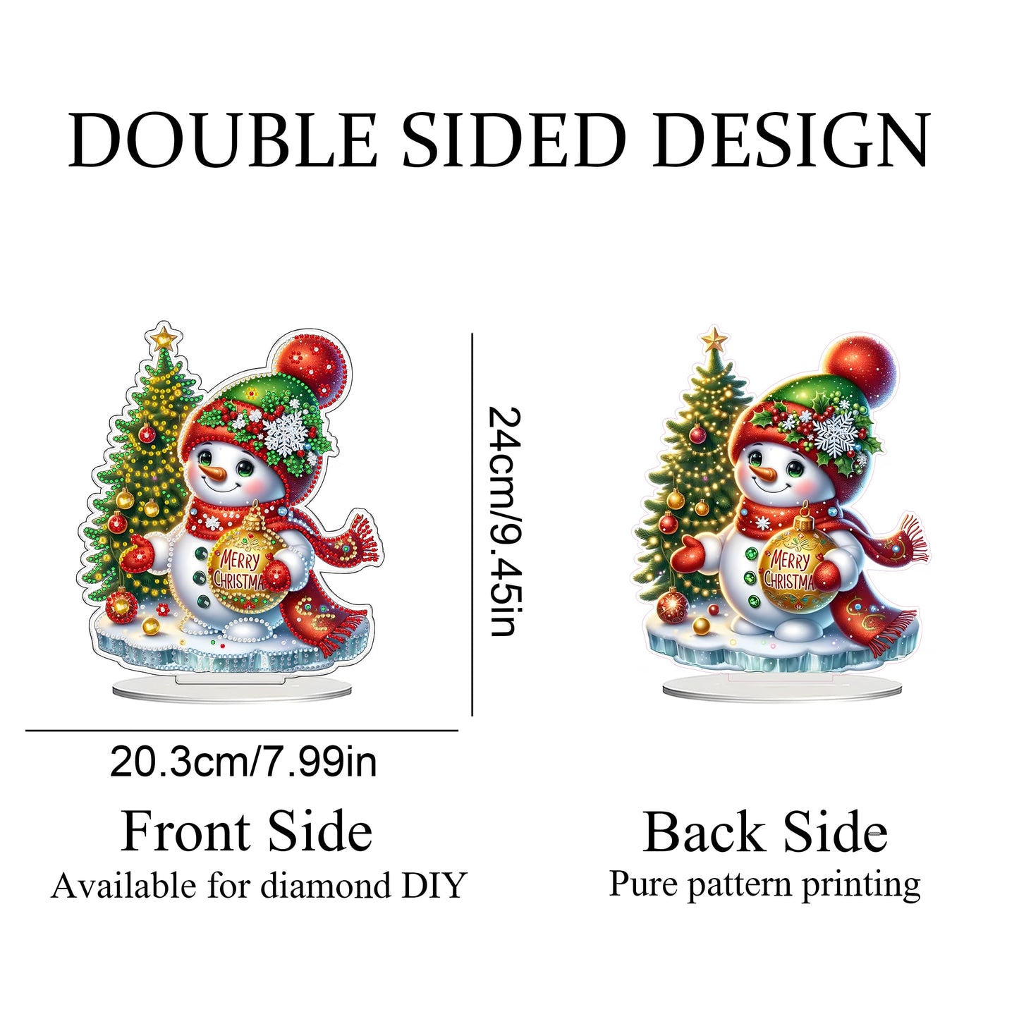 JJFox DIY 5D Tabletop Diamond Art Painting Kit， Desktop Ornament Special Shaped Rhinestone Desk Placement Ornament，Home Office Stand Up Gem Painting Craft Kit，Gift (Father Christmas-2) BST202