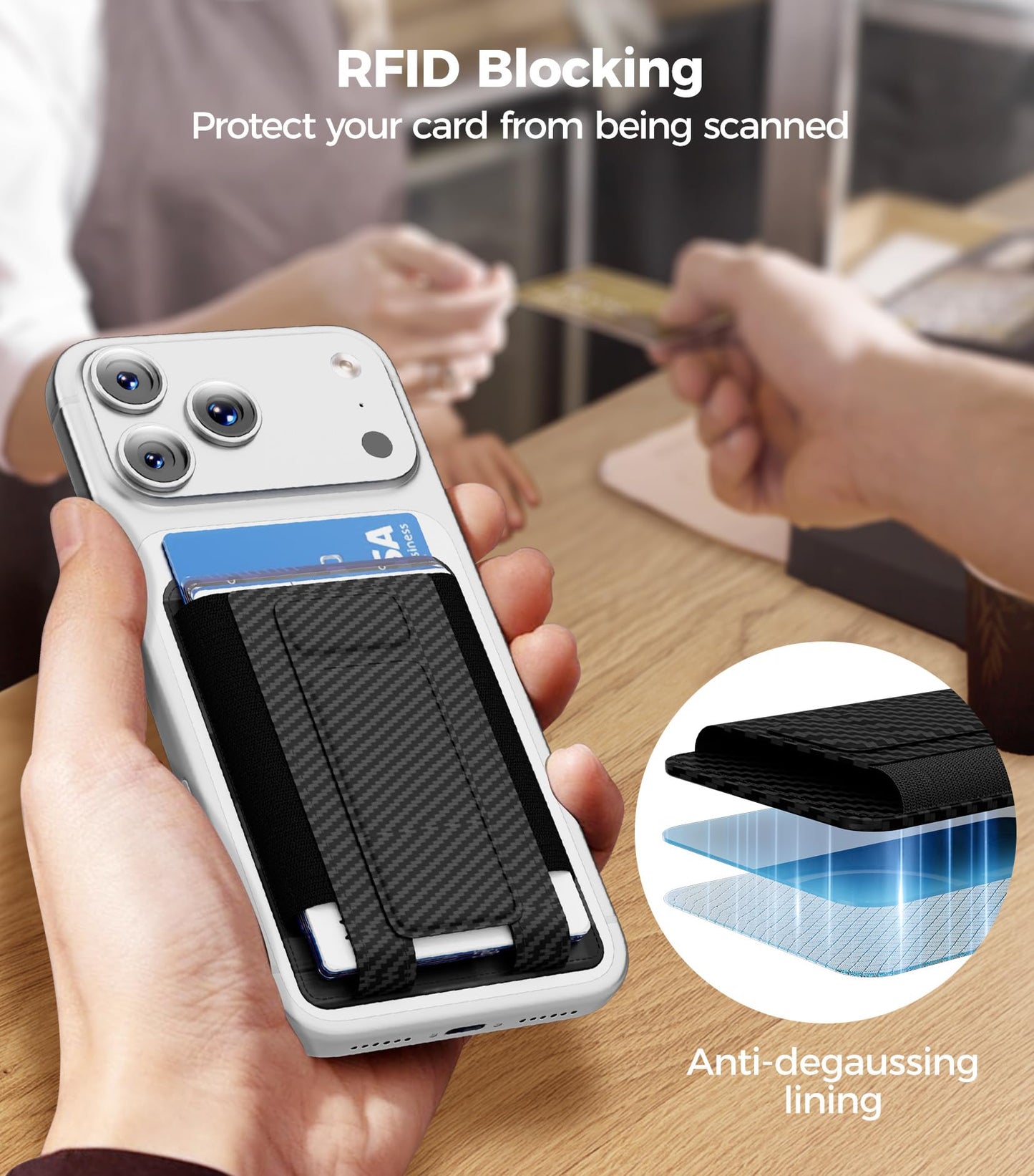 for MagSafe Wallet, Works with Apple Find My, 5-Card RFID Holder with Stand Also Grip, Strong Magnetic Wallet for iPhone 17/16/15/14/13/12 Pro Max Air Plus, Wireless Charging, Brown BST220